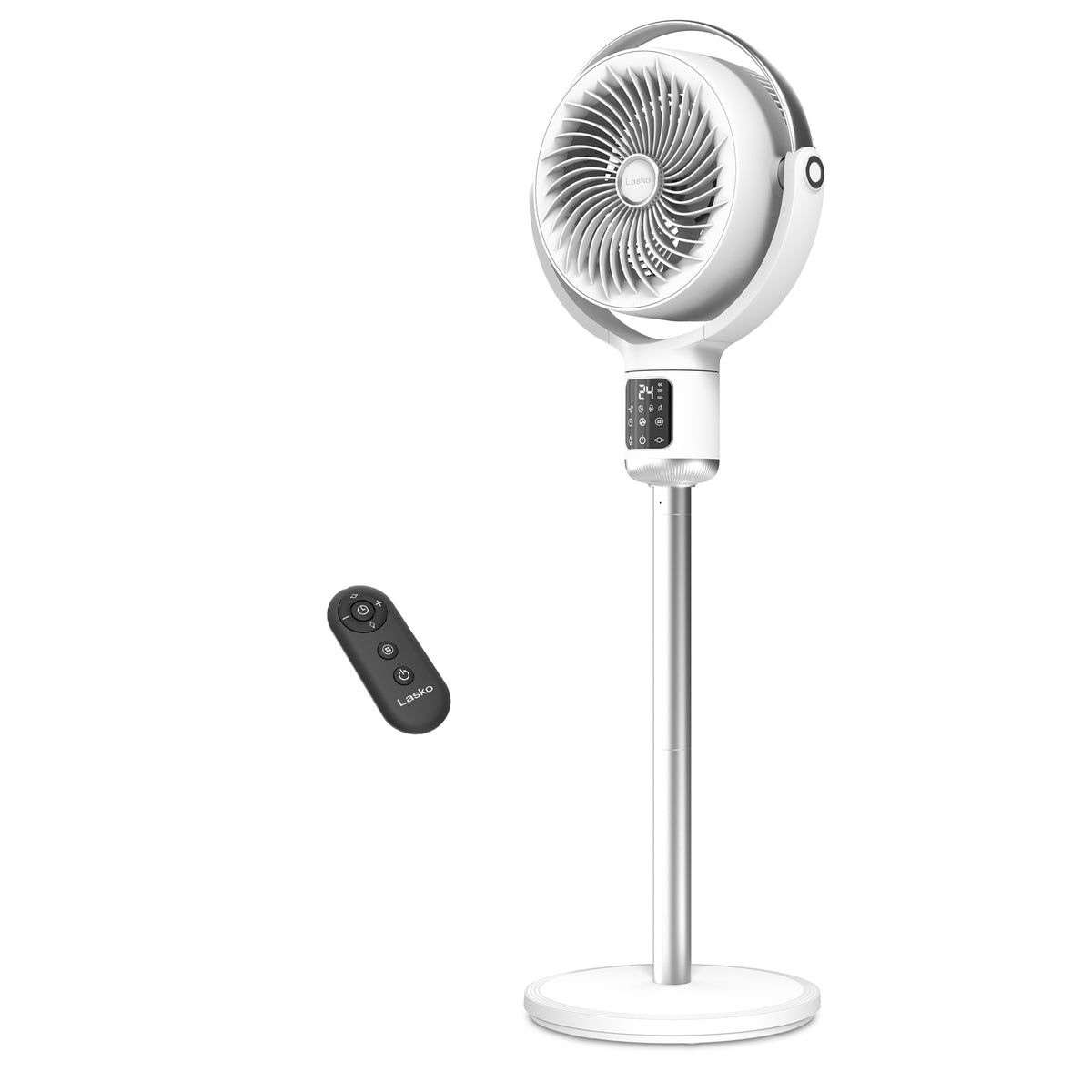 Lasko Whirlwind 7" DC Pedestal Fan: Dual Oscillation, 24-Speed, Remote, Timer