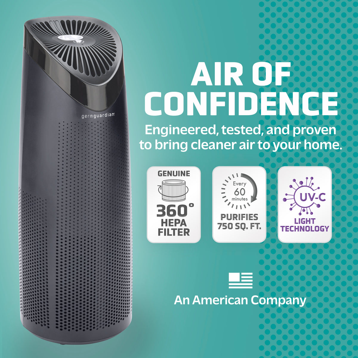 GermGuardian AC4625 22 4-in-1 Tower Air Purifier with 360-Degree
