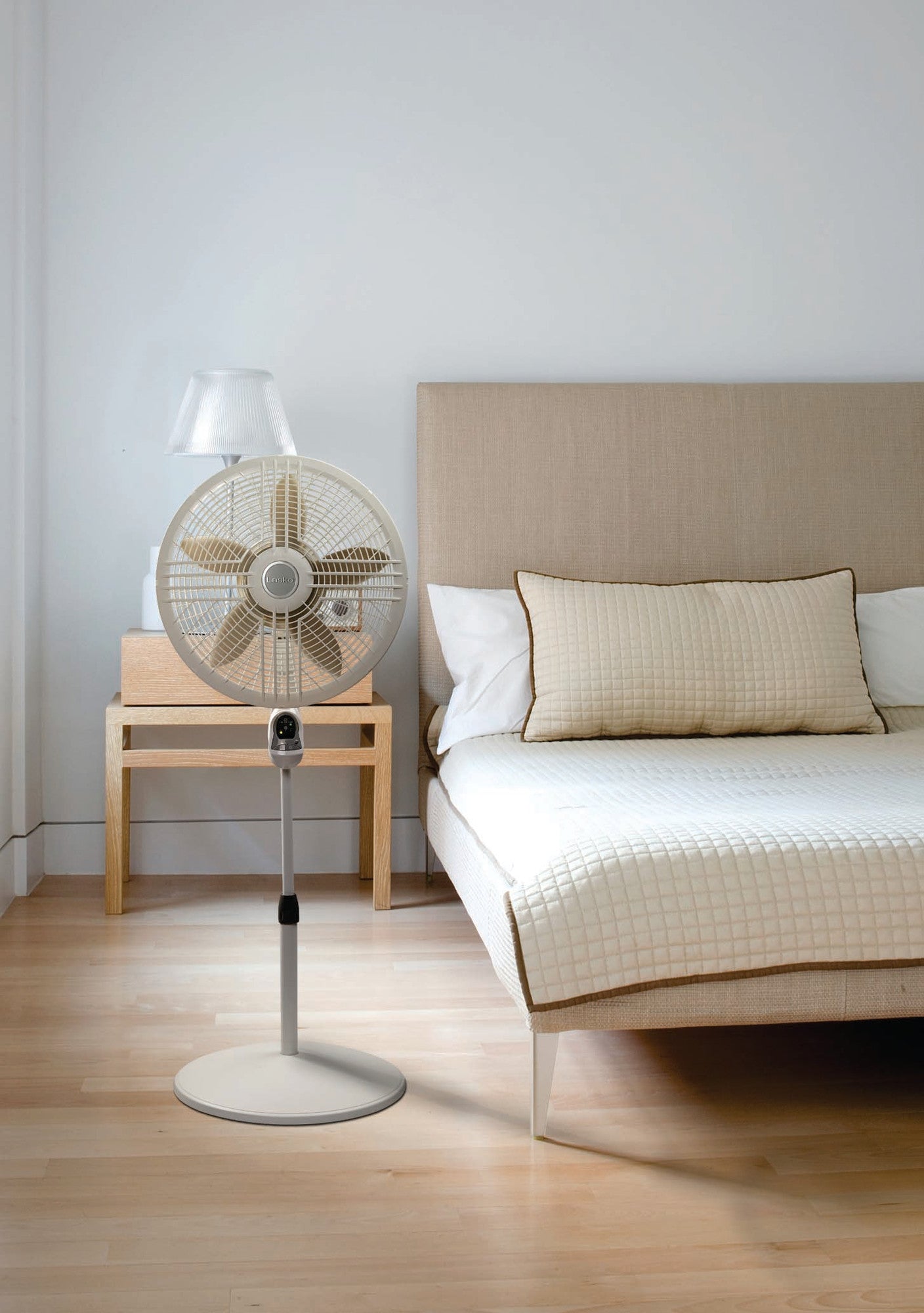 Lasko Adjustable 3-Speed Pedestal Fan with Remote Control, 1880, White