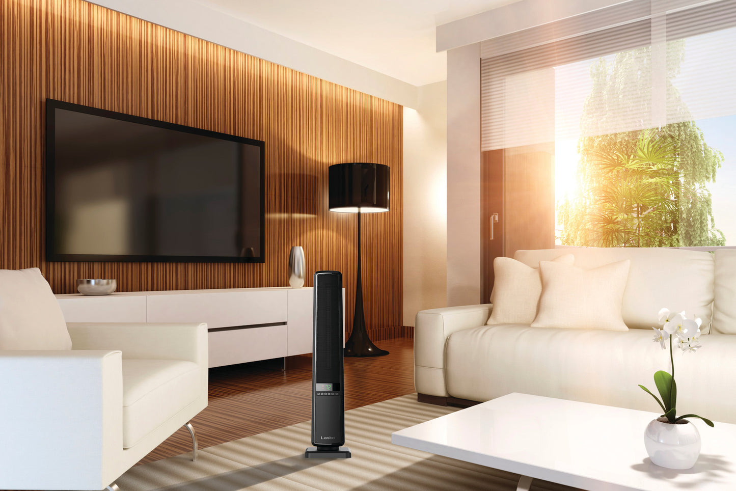 Lasko 1500W Digital Ceramic Tower Heater with Remote Control, CT32955, Black