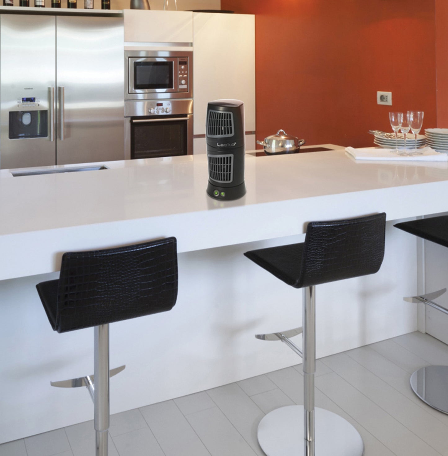 Lasko Twist-Top™ Tower Table Fan, T12110, Black