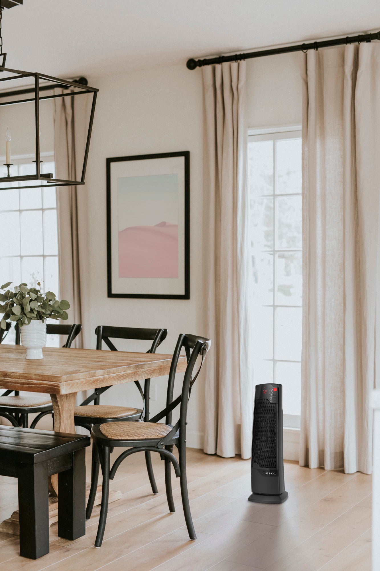 Lasko 1500W Electric Oscillating Ceramic Tower Space Heater with Remote, CT22835, Black