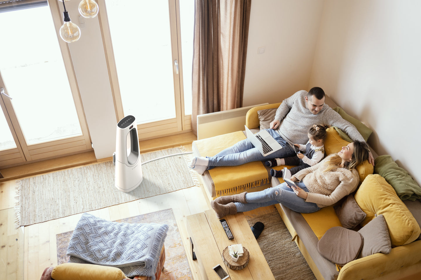 Lasko 1500W Bladeless Tower Heater with Remote Control, CW105, White