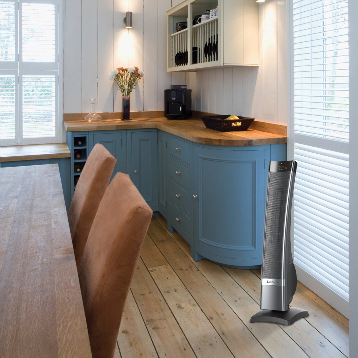 Lasko 1500W Ultra Ceramic Tower Space Heater with Remote, CT30710, Gray