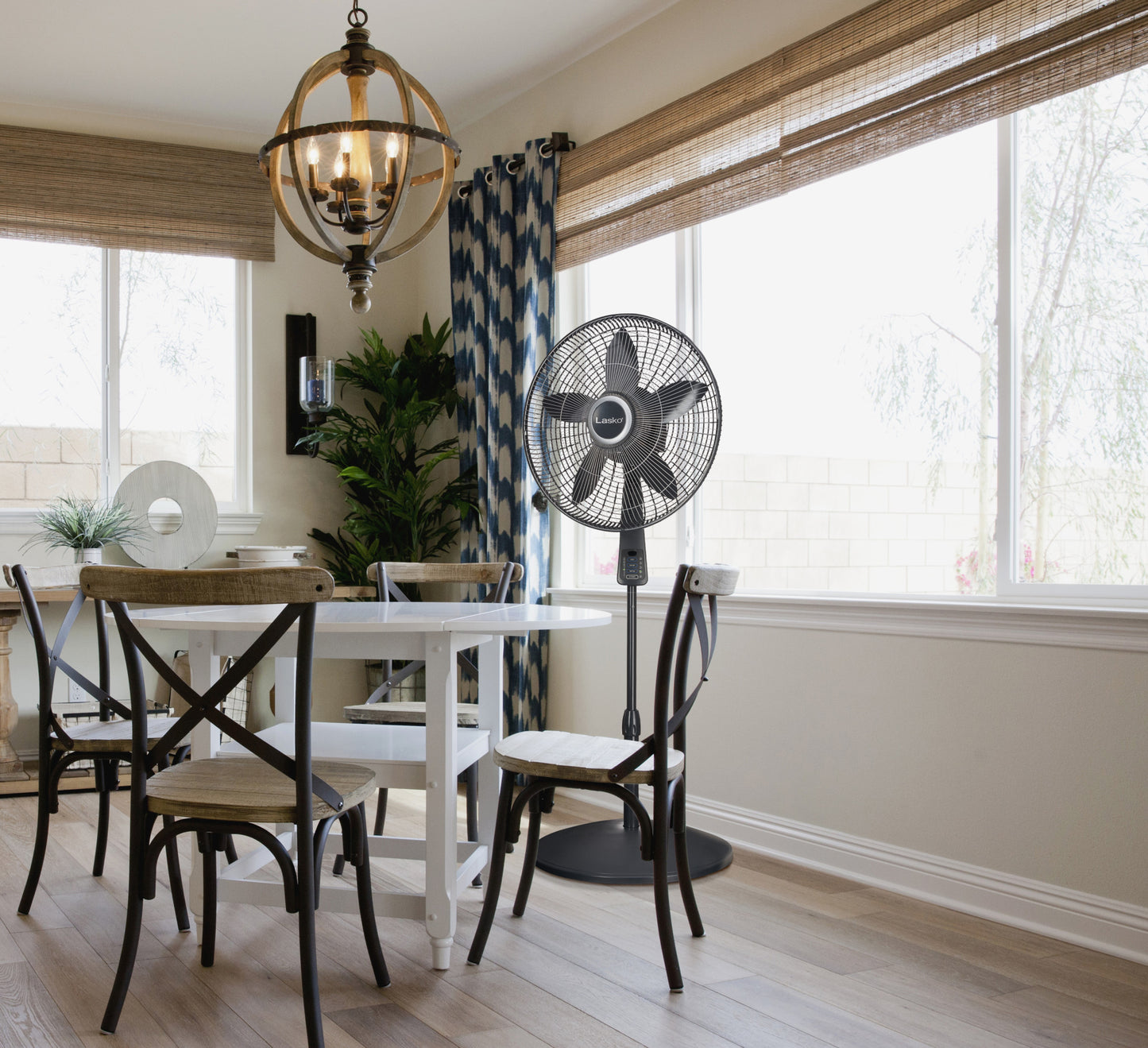 Lasko 18" Pedestal Fan with Remote Control and Thermostat, S18965, Gray