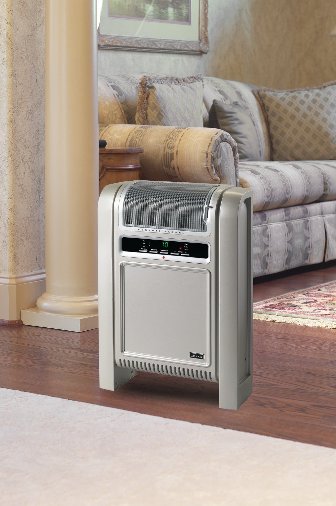 Lasko 1500W Cyclonic Ceramic Space Heater with Digital Display and a Timer, 75800, Beige
