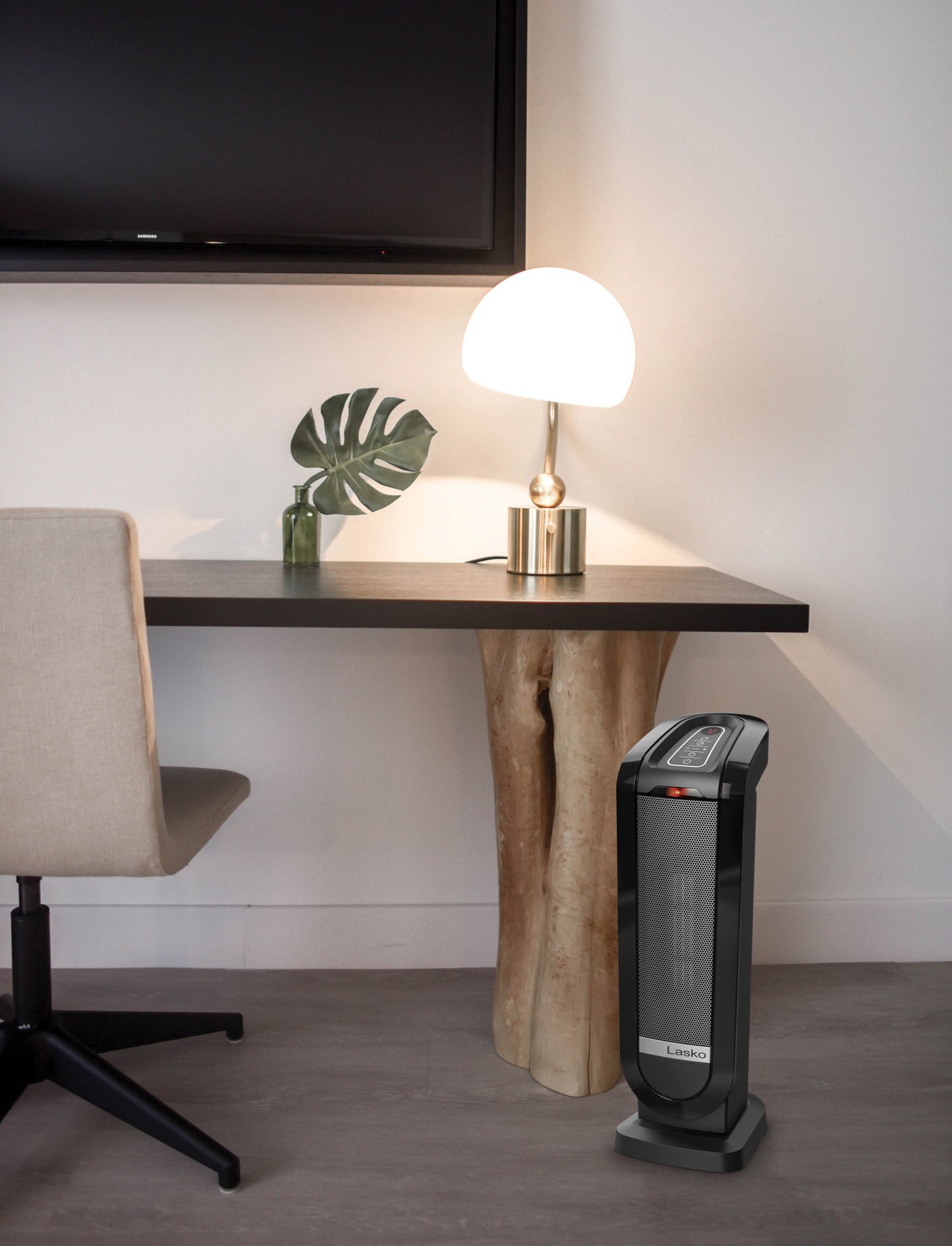 Lasko 22 in. 1500W Ceramic Tower Space Heater with Digital Display and Remote Control, CT22840, Black