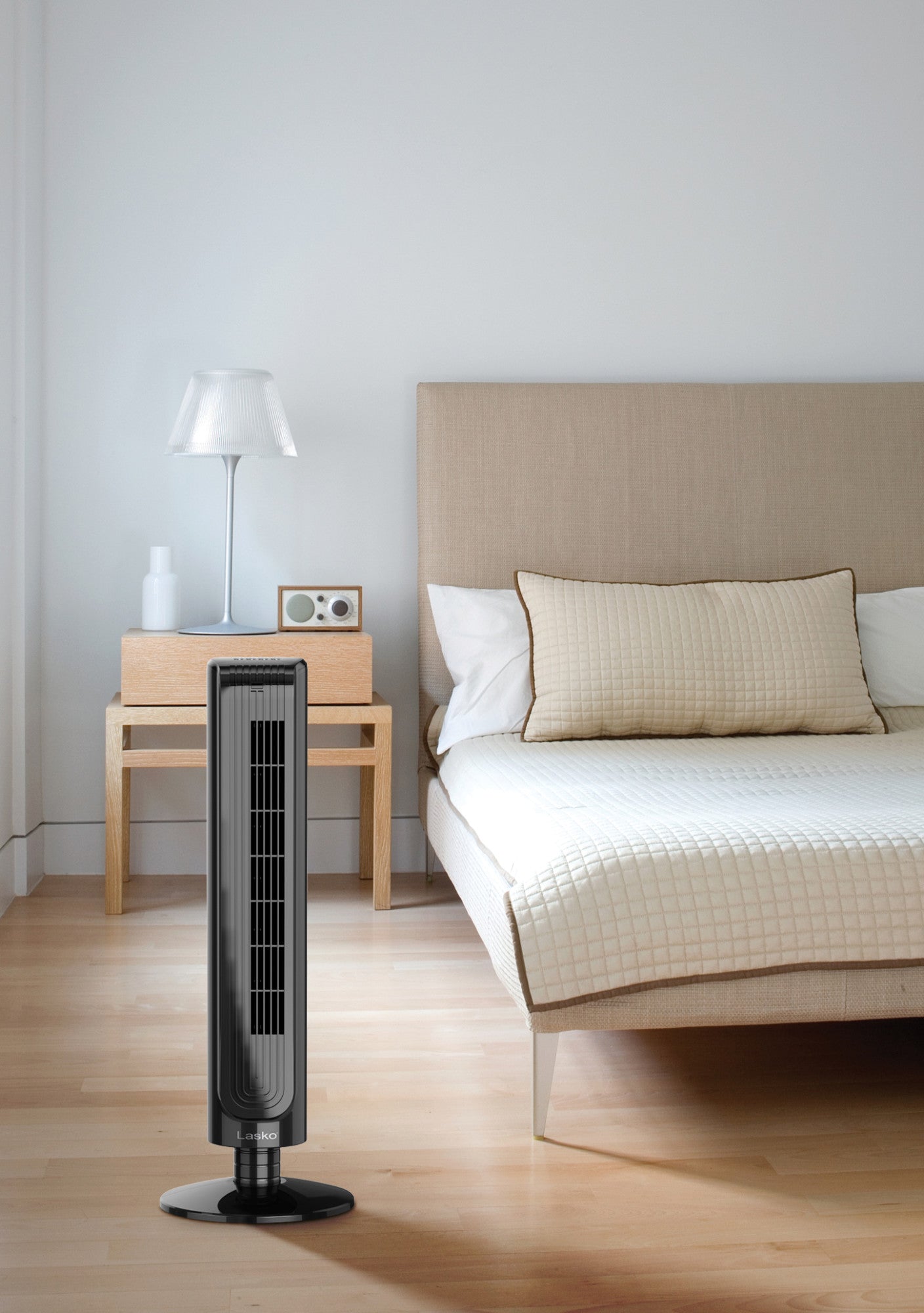 Lasko 32" 3- Speed Oscillating Tower Fan with Timer and Remote Control, T32200, Black