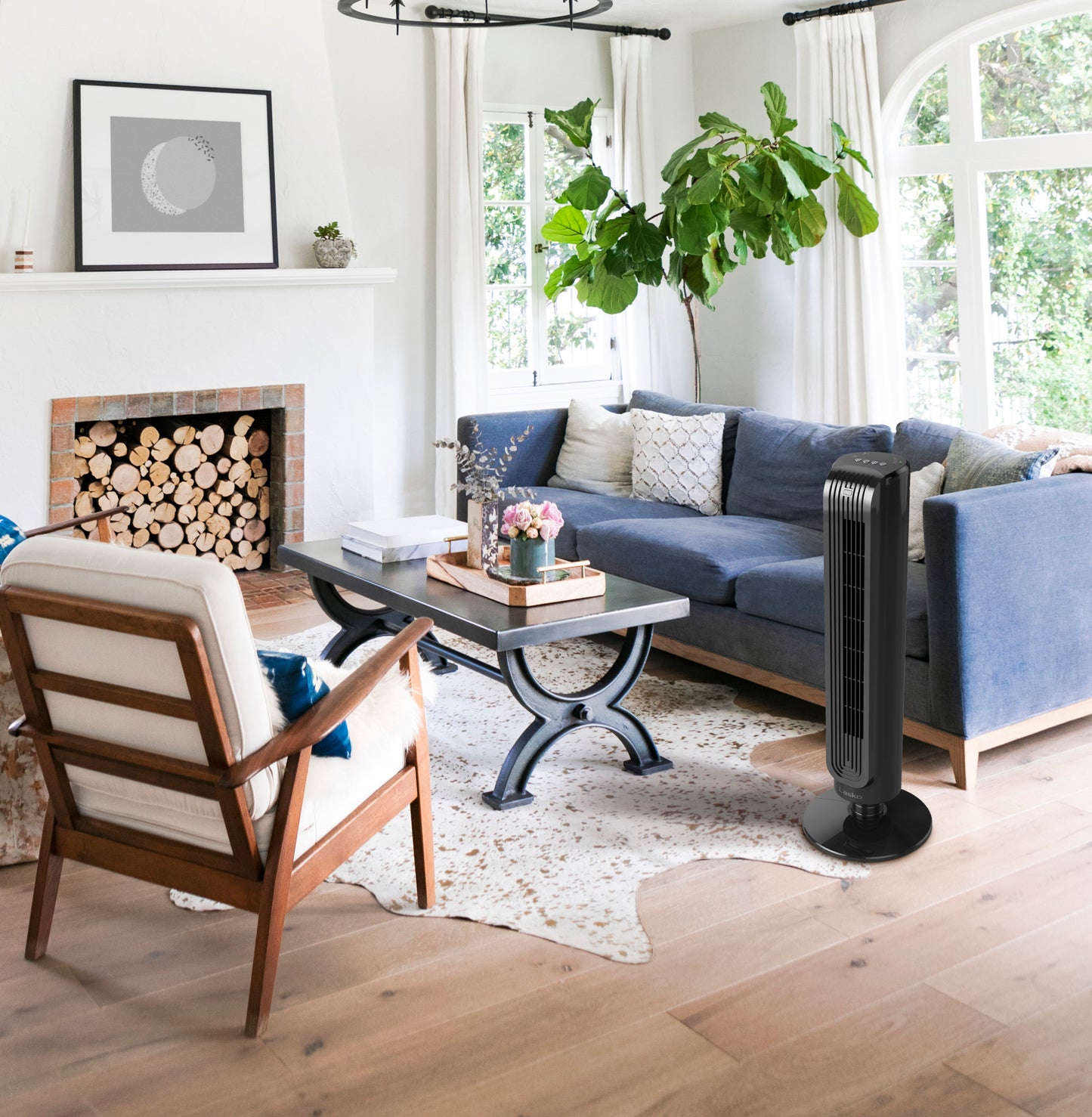 Lasko 30" 3-Speed Oscillating Tower Fan with Timer and Remote, T32202, Black