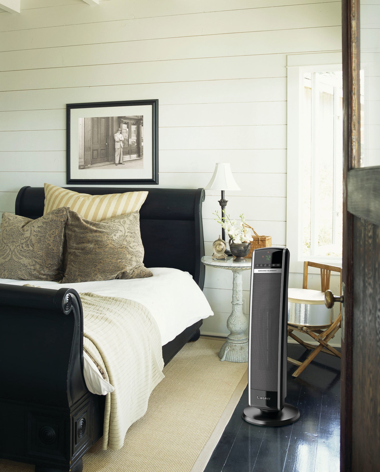 Lasko 1500W Digital Ceramic Tower Space Heater with Remote, CT30754, Black