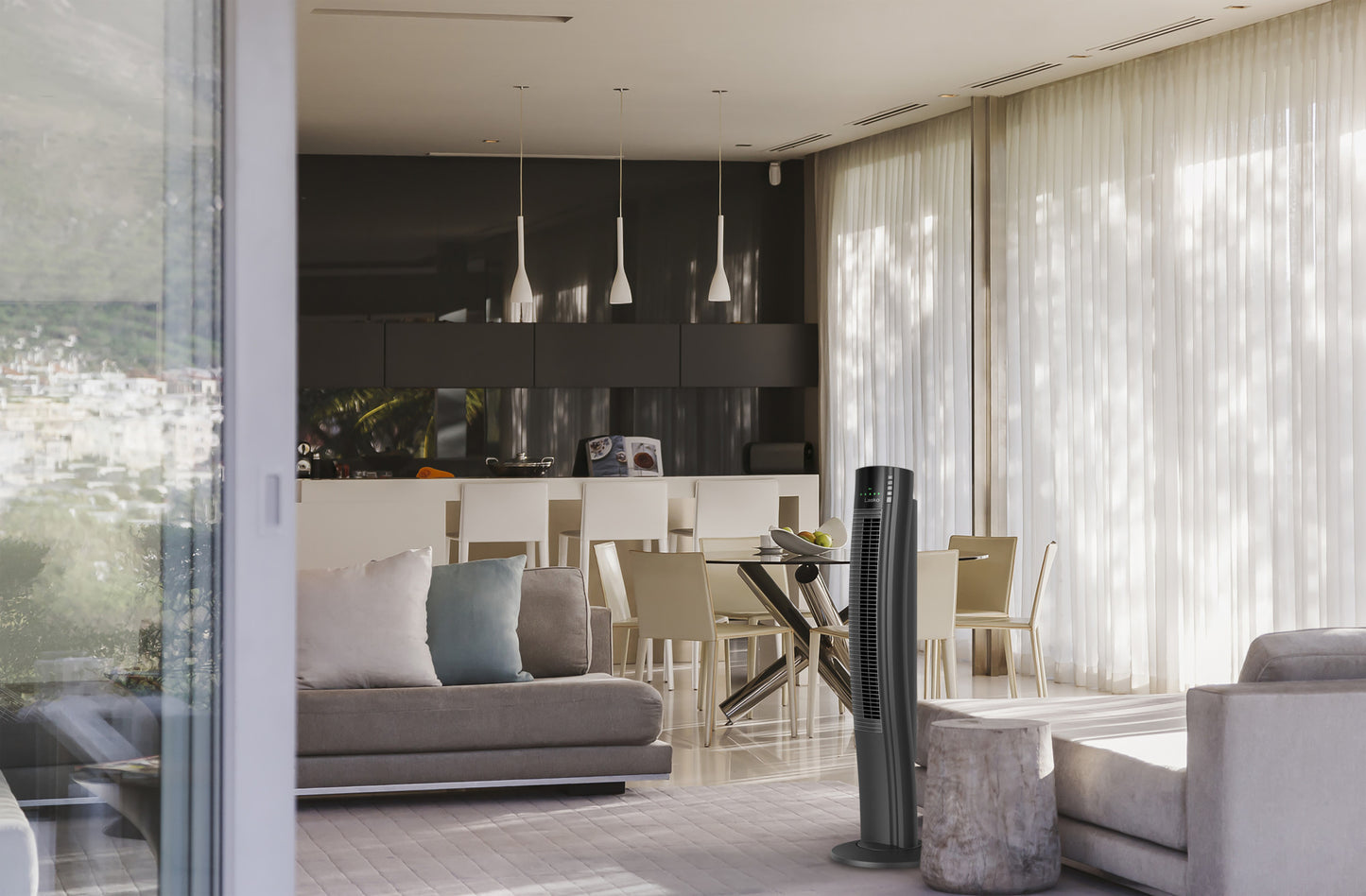 Lasko 5-Speed Wind Curve® Tower Fan with Remote, T42916, Black