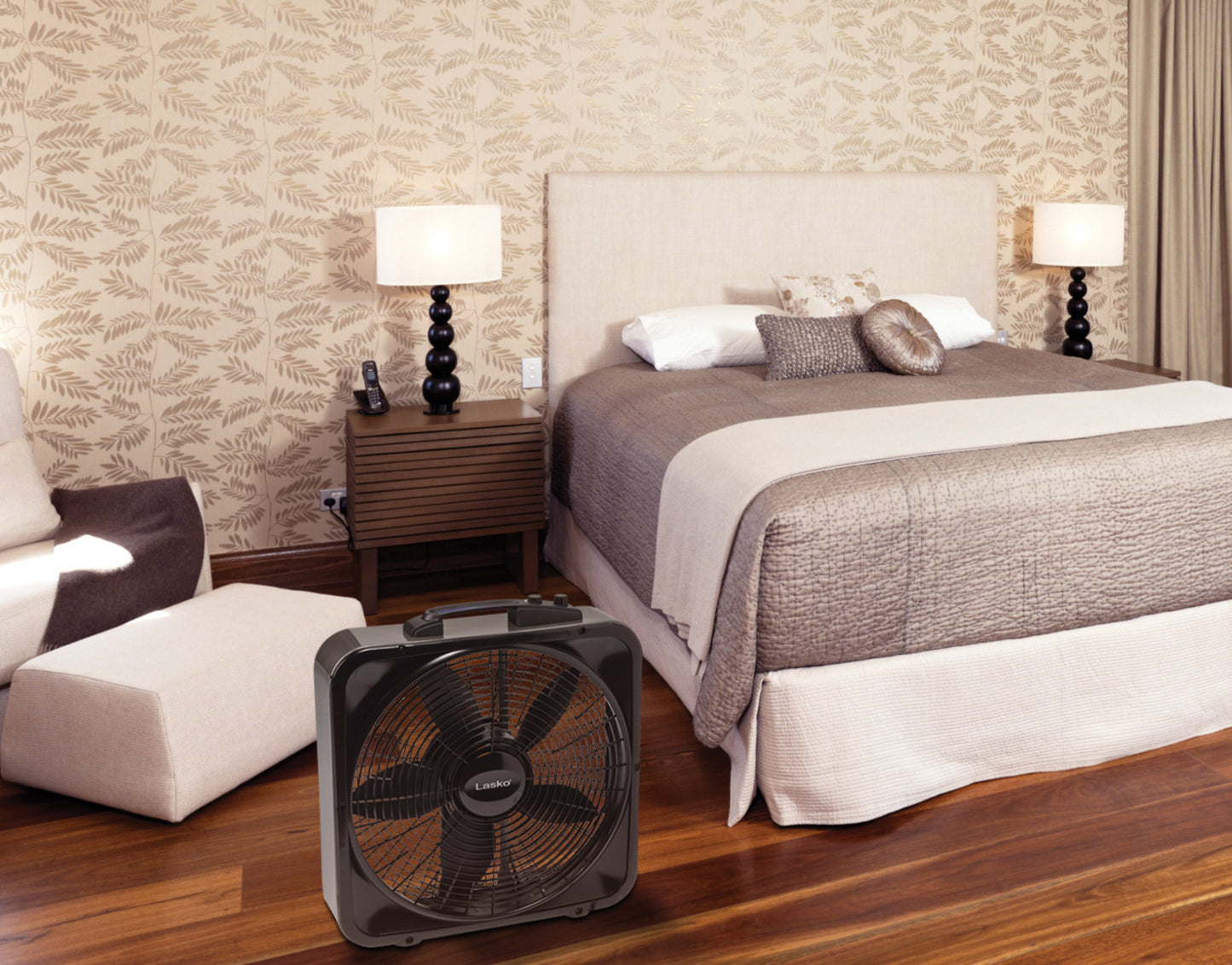 Lasko Weather-Shield Select 20" Box Fan with Thermostat, B20570, Black