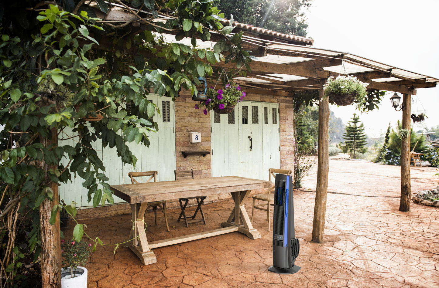 Lasko YF300 42" Misting Outdoor Tower Fan with 10-Foot Power Cord and 4 speeds