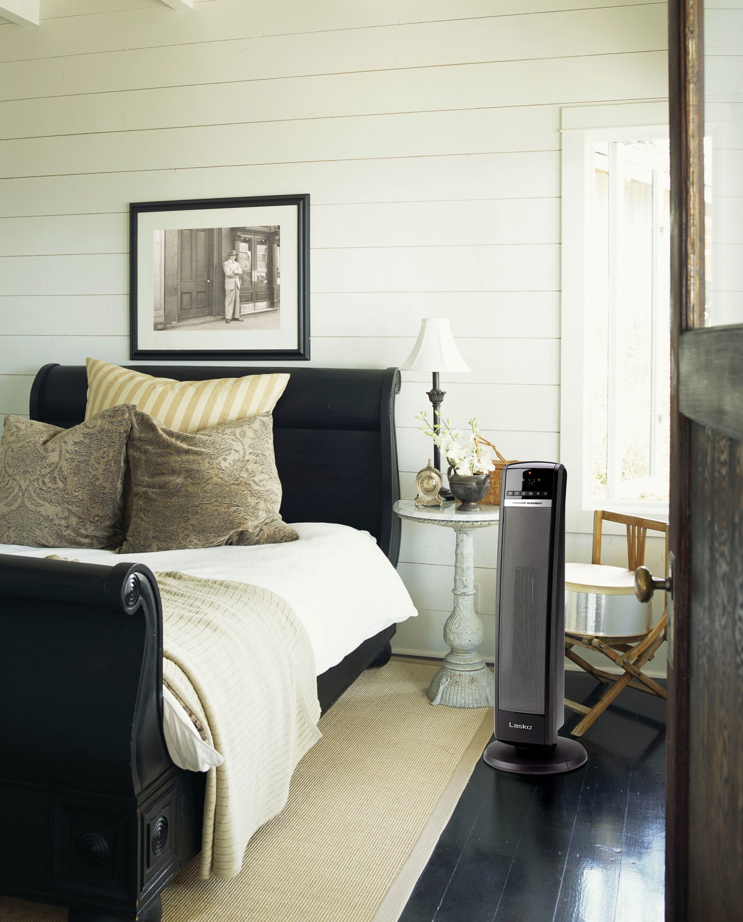 Lasko 1500W Electric Ceramic Tower Space Heater with Remote Control, CT30750, Black