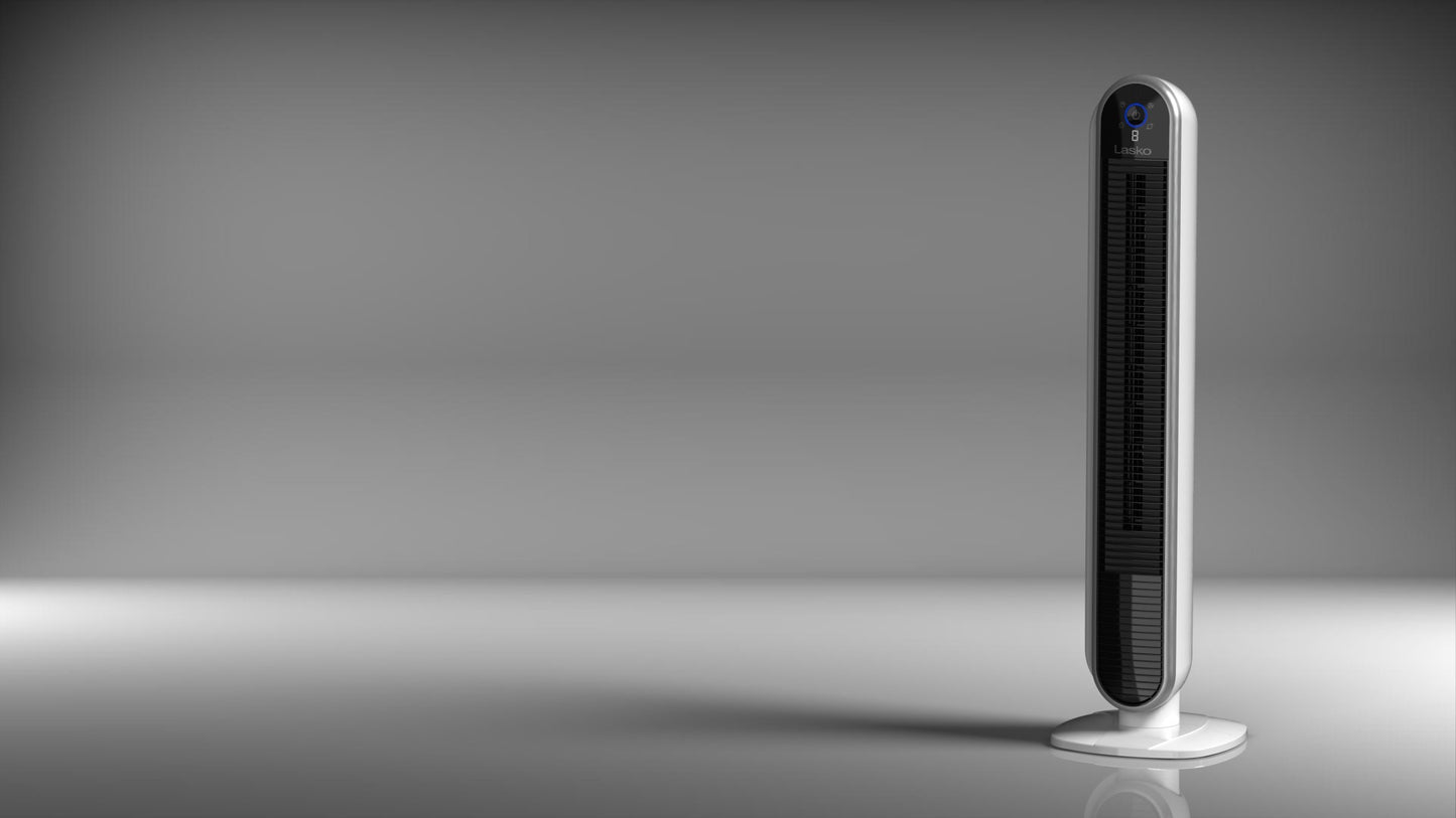 Lasko Aria™ T40735 40" 5-Speed WiFi Smart Tower Fan with Dark Mode, White