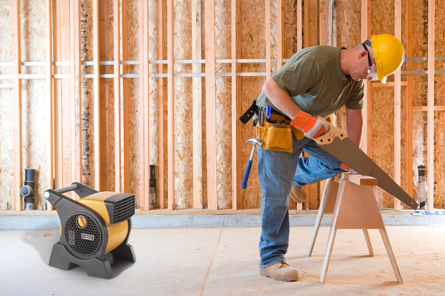 Lasko Pro-Performance High Velocity Utility Blower Fan with Accessory Outlets, 4900, Yellow