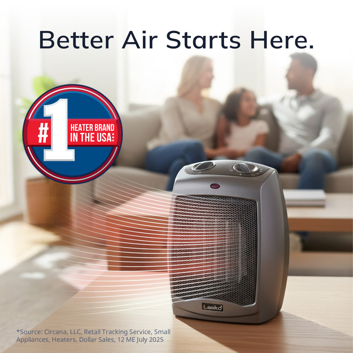 Lasko 1500W 2-Speed Ceramic Space Heater with Tip-Over Safety Switch,