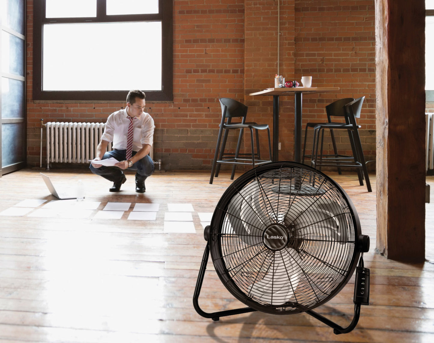 Lasko 20" 3-Speed Pivoting High Velocity Utility Floor or Wall Mount wan with Remote, H20685, Black