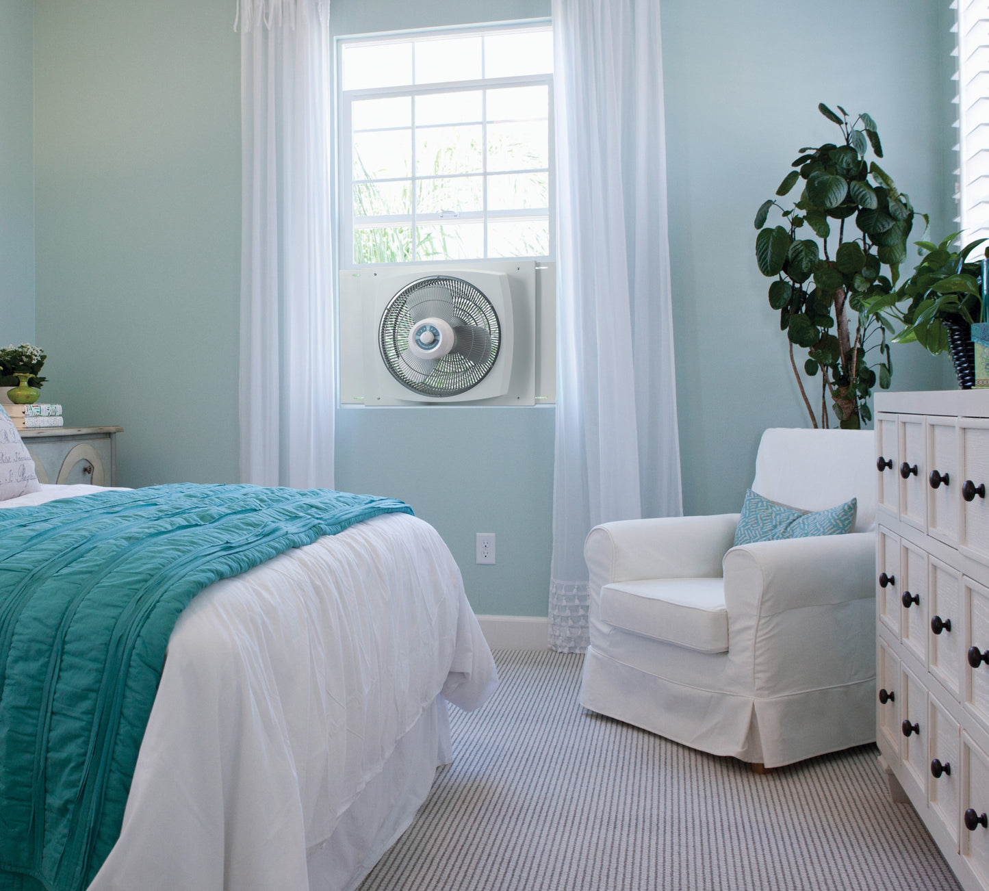 Lasko 16" Electrically Reversible Window Fan with 3 Speeds and Storm Guard, W16900, White