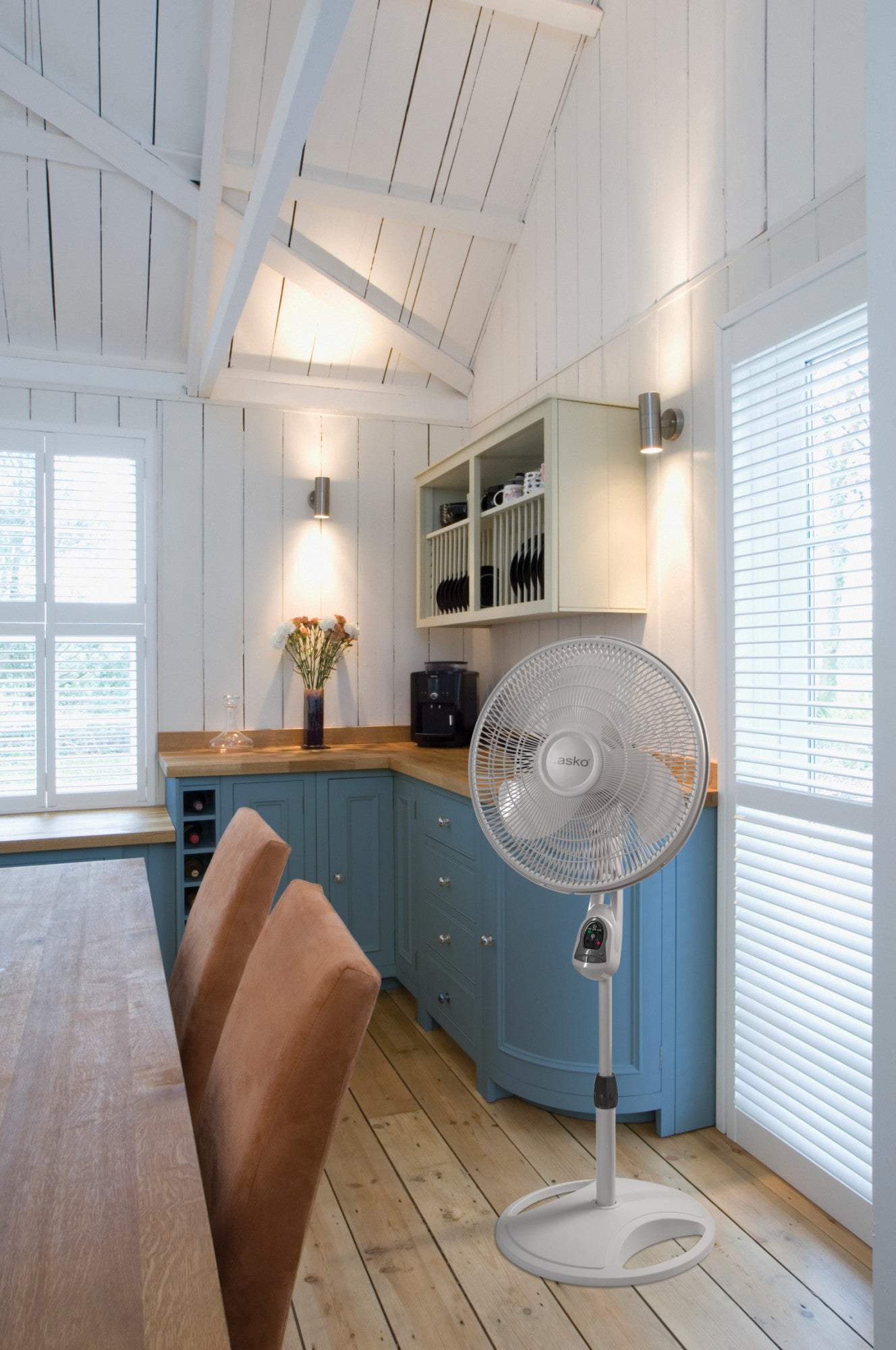 Lasko 16" Oscillating 3-Speed Pedestal Fan with Remote Control, 1646, White