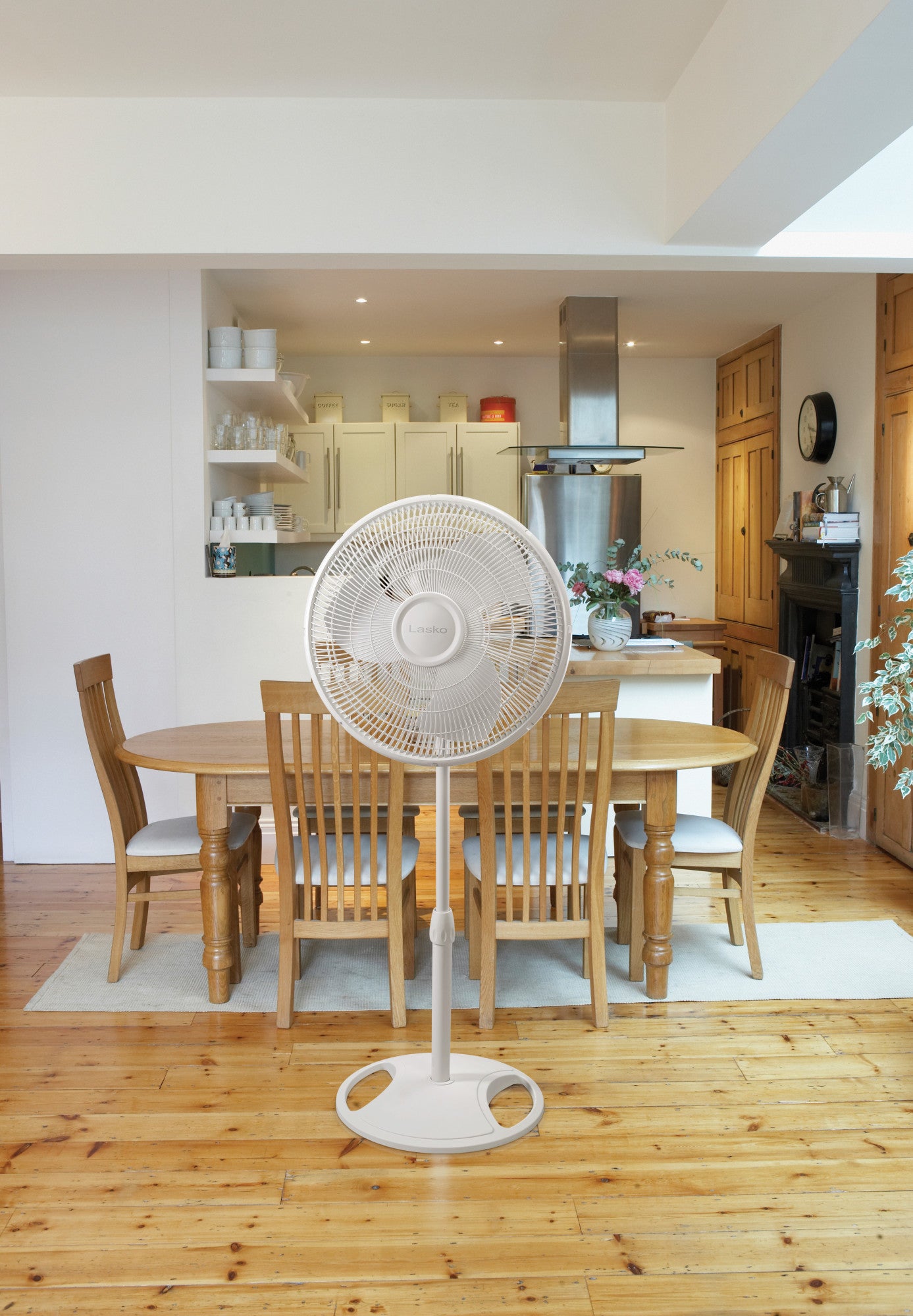 Lasko 16" Pedestal Fan: Oscillating, 3-Speed, Adjustable Height, White
