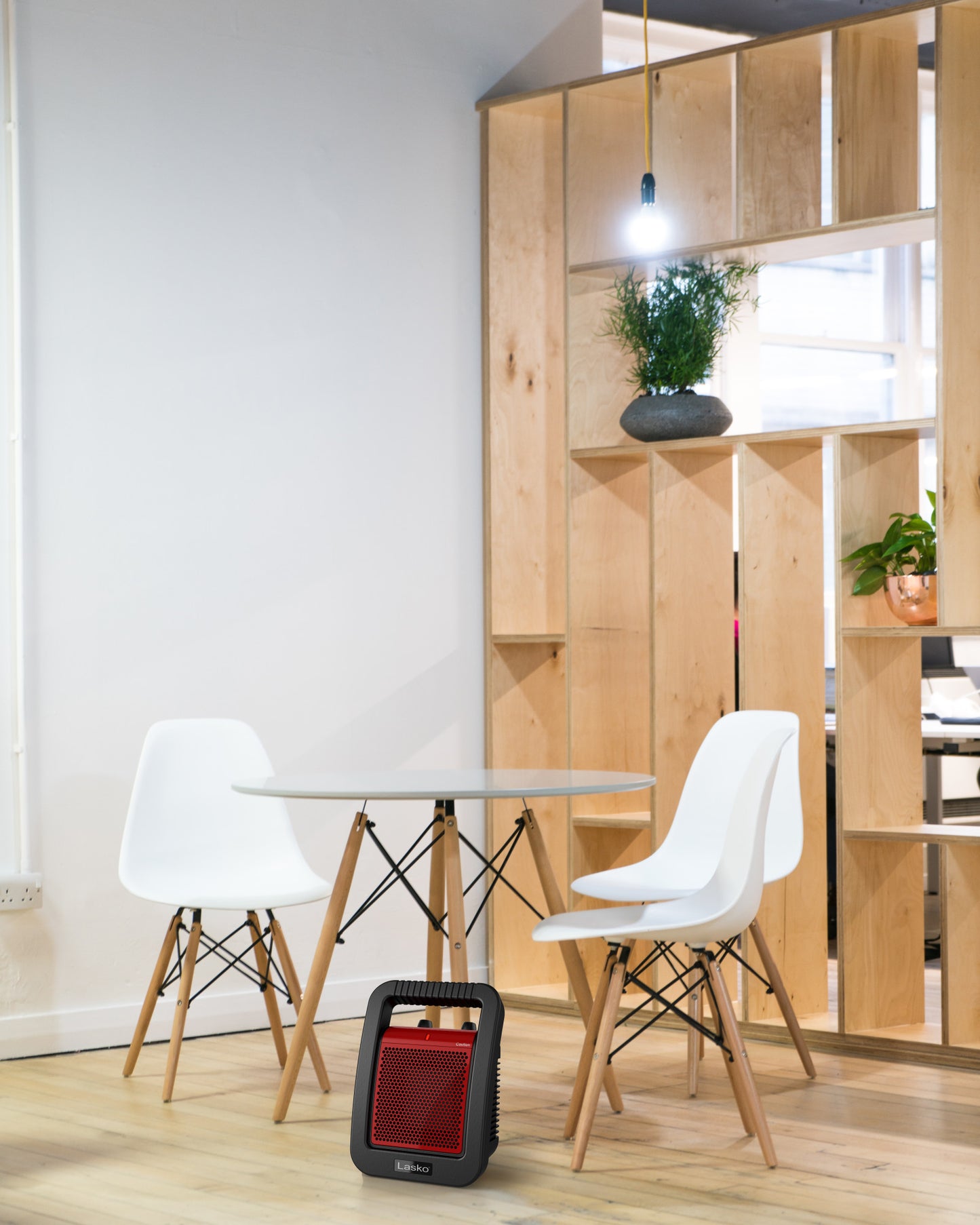 Lasko Utility Ceramic Heater with Adjustable Thermostat, CU12110, Black/Red