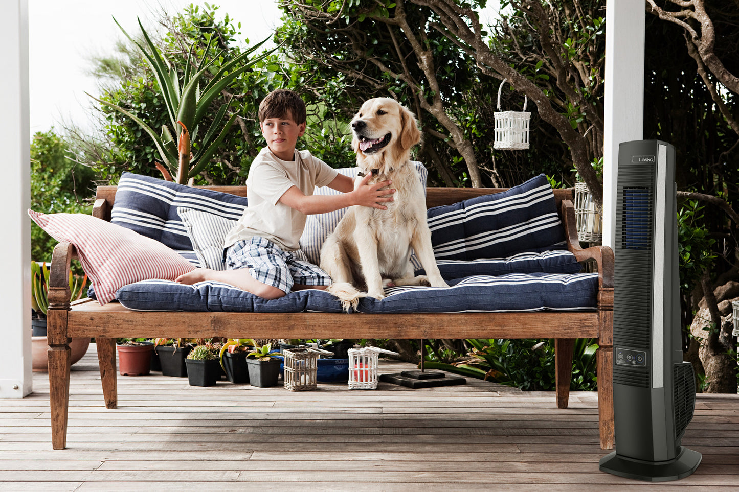 Lasko 42" Outdoor Tower Fan with Bluetooth Technology, YF200, Black