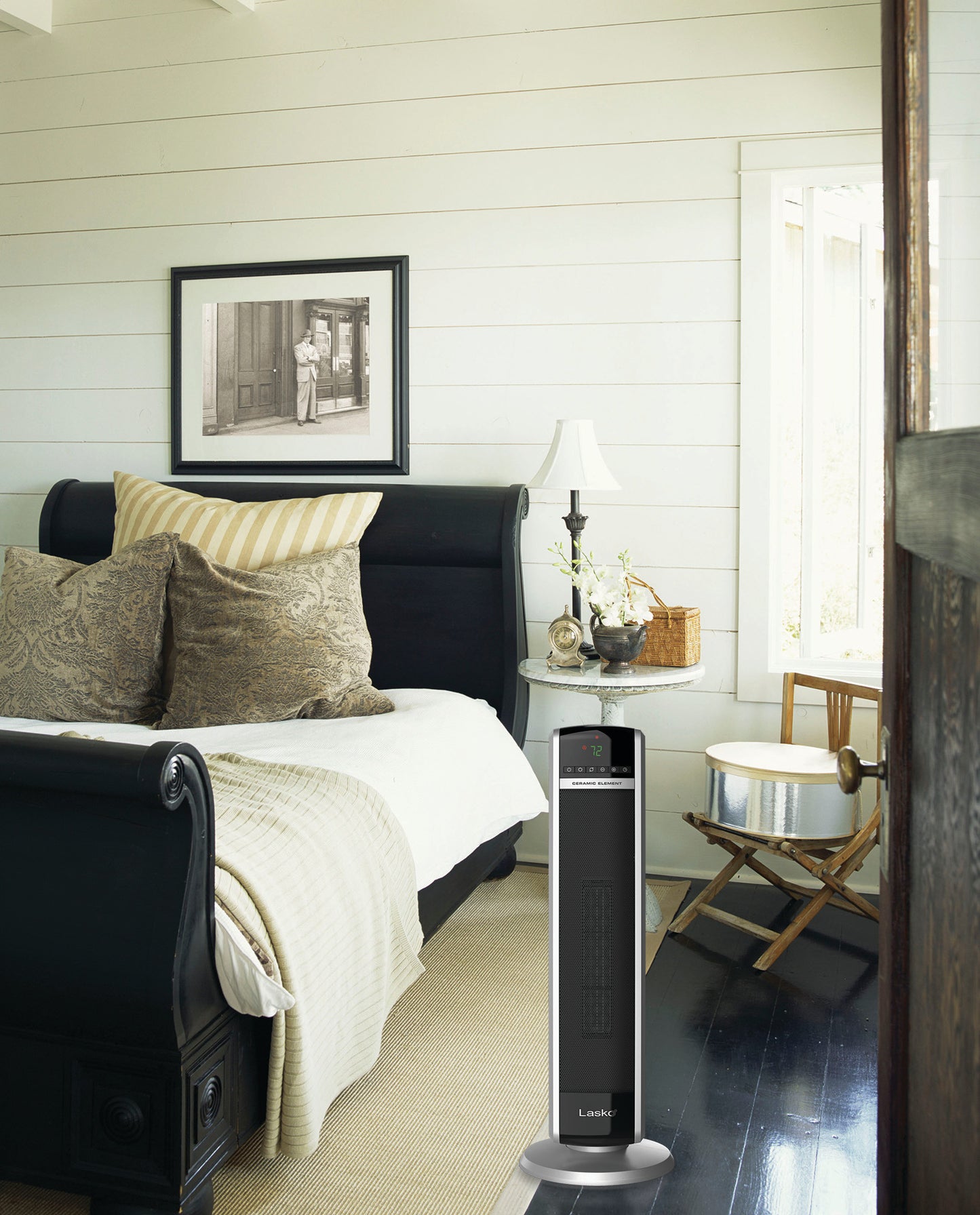 Lasko 1500W Digital Ceramic Tower Space Heater with Remote, CT30753, Black