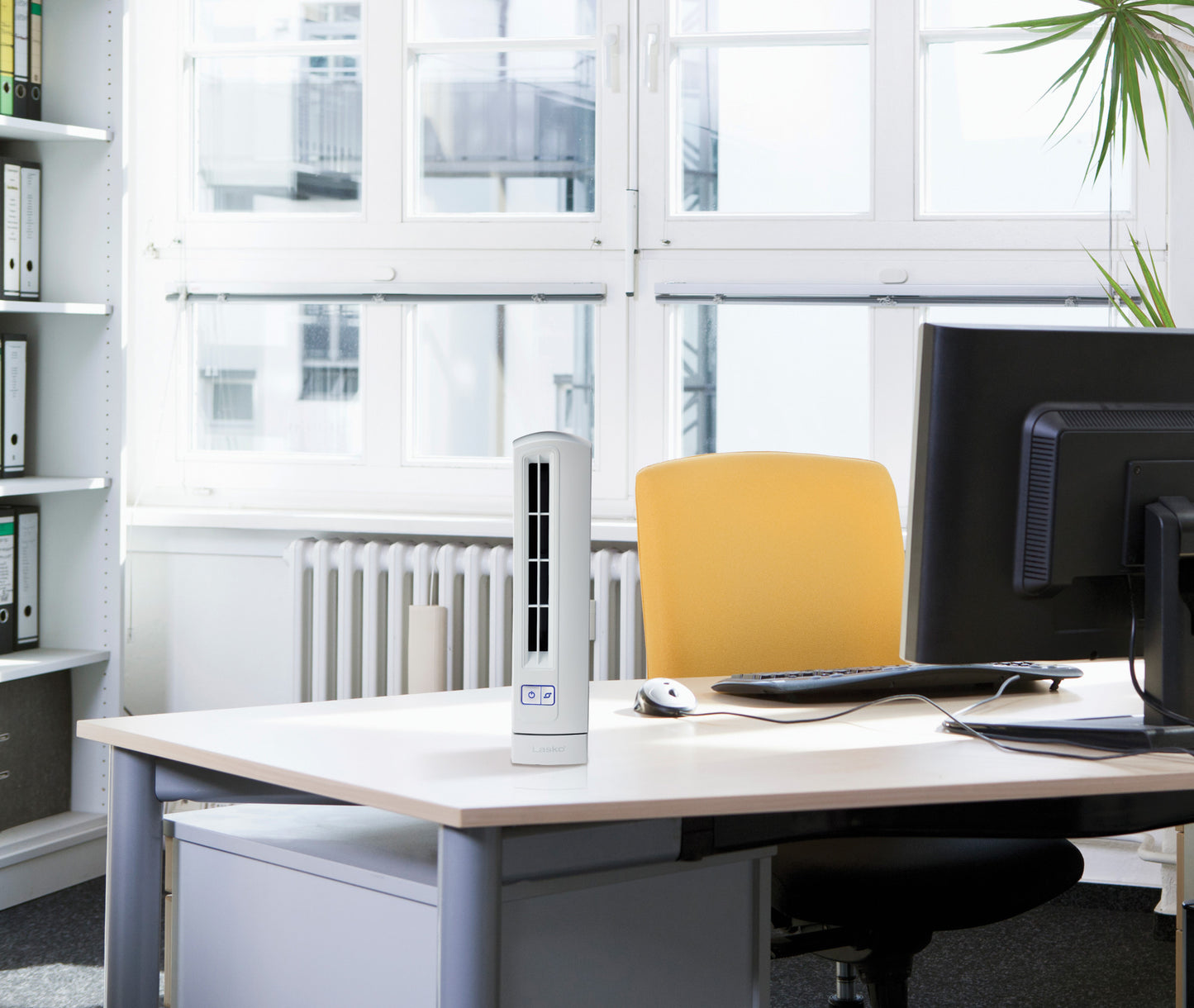 Lasko Air Stik 14" Oscillating Ultra-Slim Tabletop Fan, T14100, White