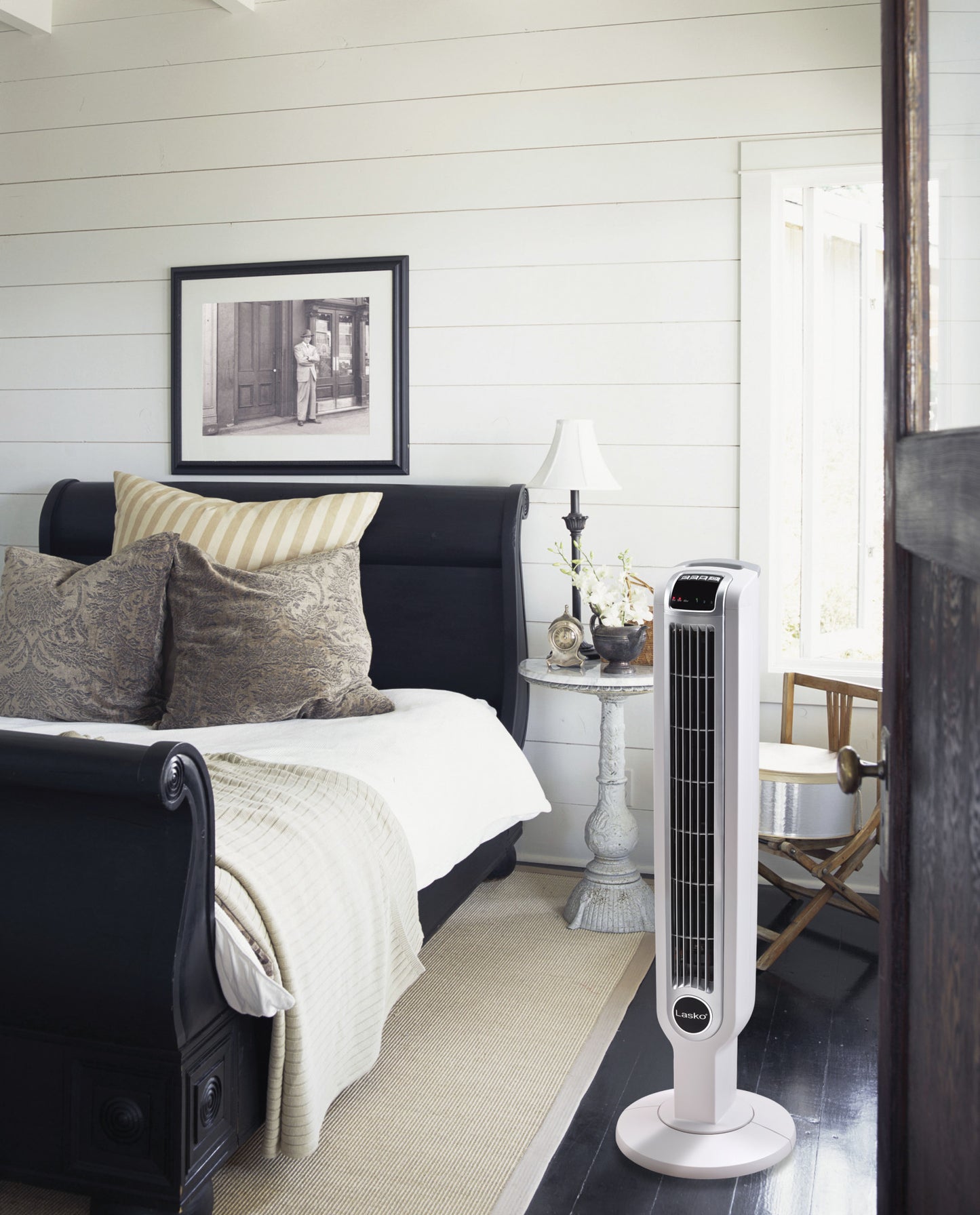 Lasko Portable 3-Speed Oscillating Tower Fan with Timer and Remote Control, 2510, White