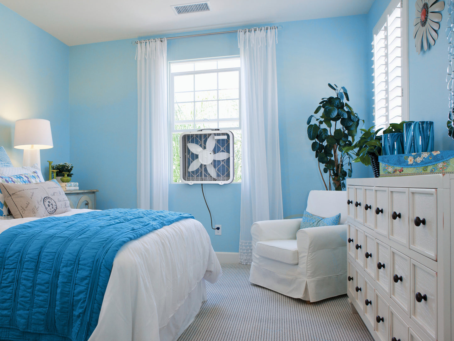 Lasko Air Flex 2-in-1 20-inch Box Fan and Air Purifier in One with 3 Speeds, FF305, White