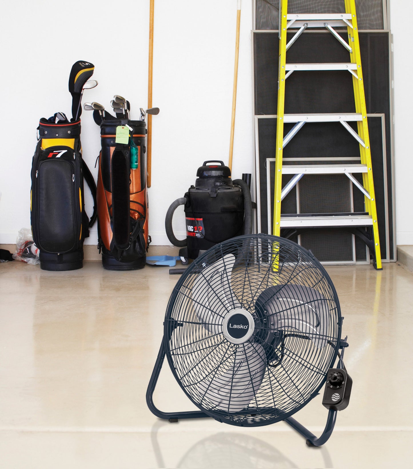 Lasko 20" High Velocity Floor Fan: Wall Mount, 3-Speed, Pivoting, Gray