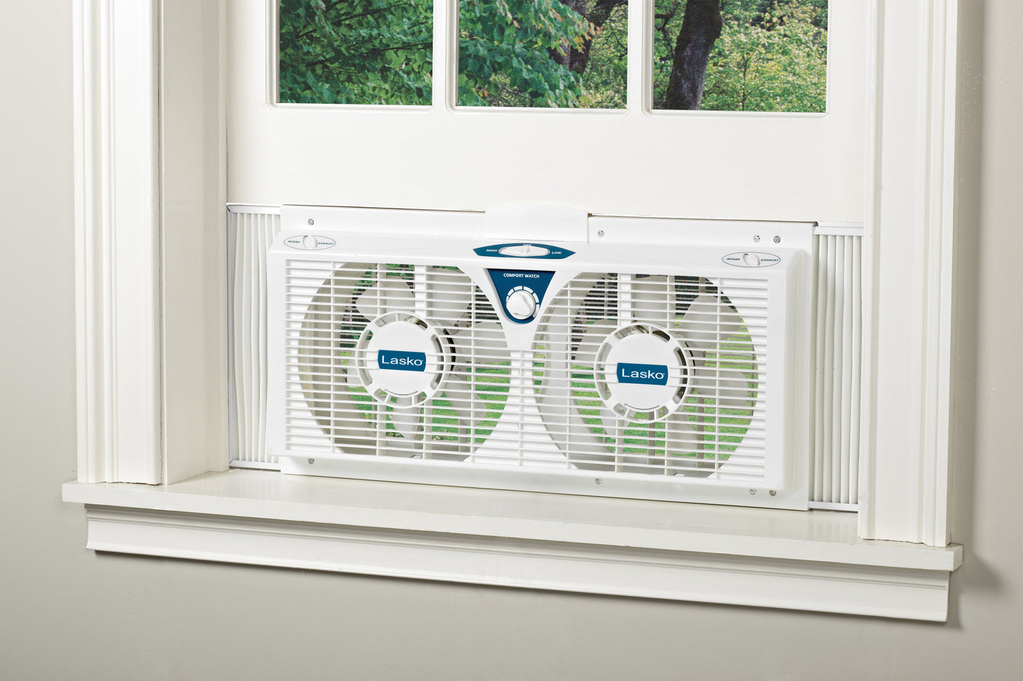 Lasko Electrically Twin Window Fan for Intake or Exhaust, 2138, White