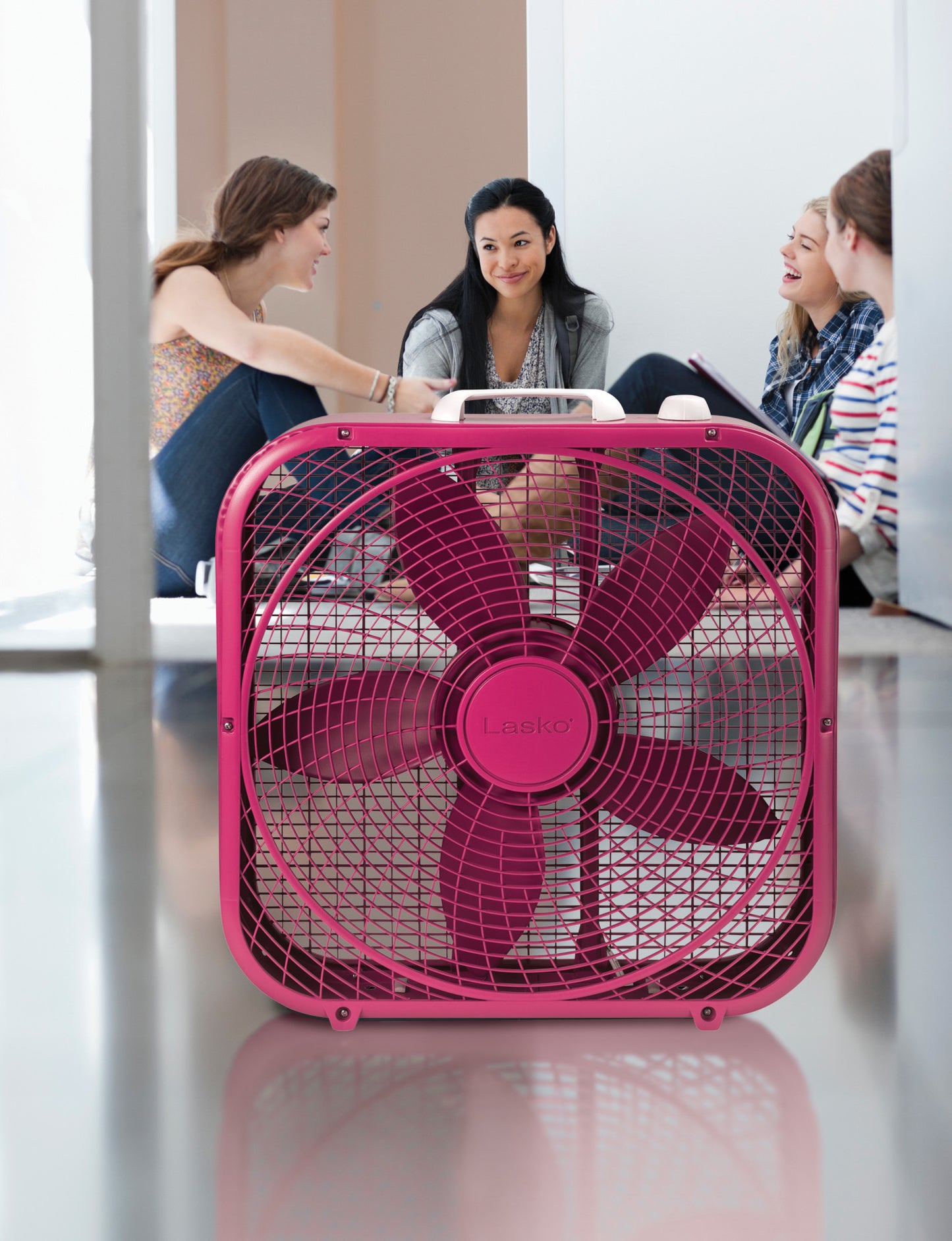Lasko Cool Colors 20" Box Fan with 3 Speeds, B20307, Fuchsia Supreme