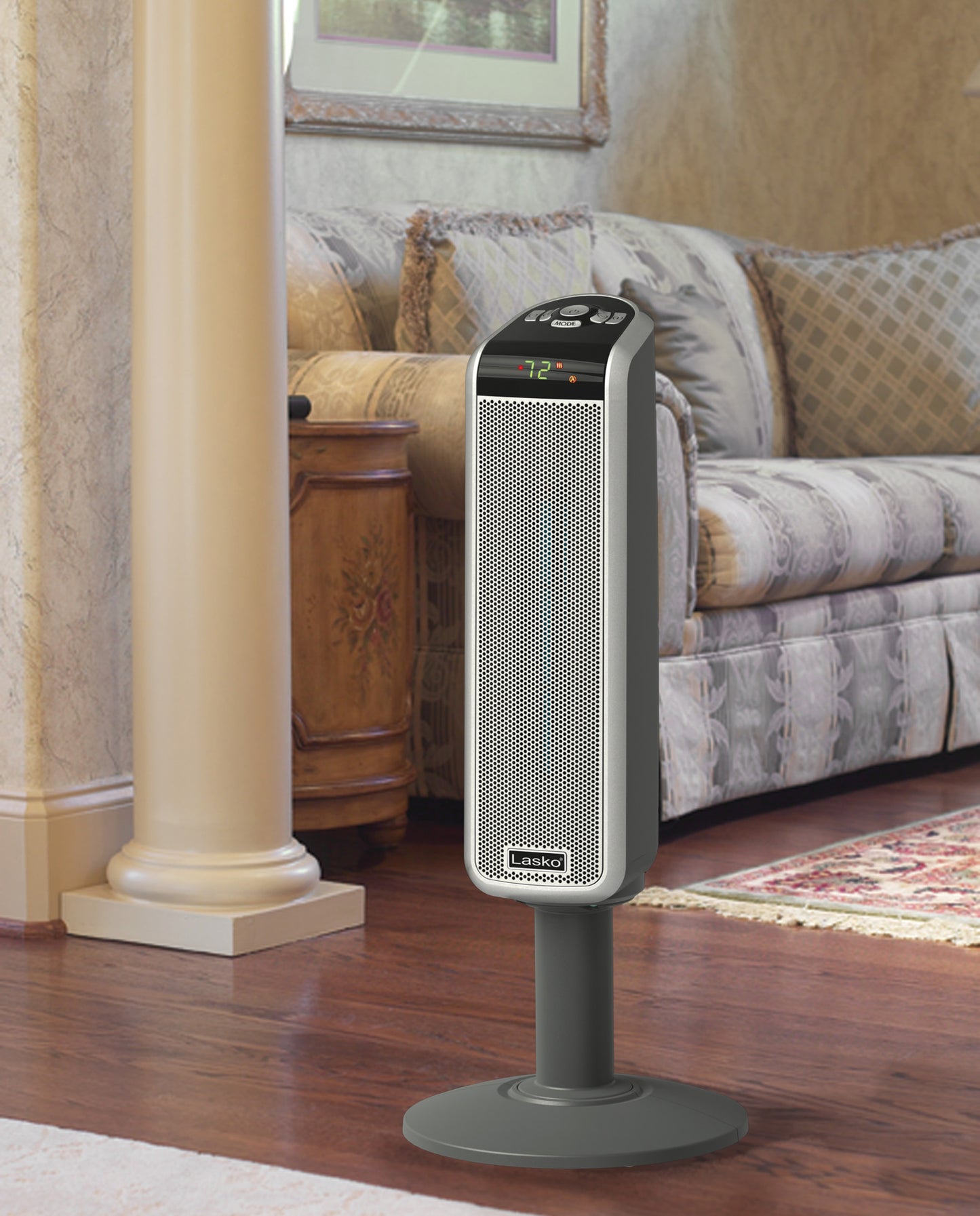 Lasko 1500W Electric Ceramic Pedestal Space Heater with Remote, 5397, Black