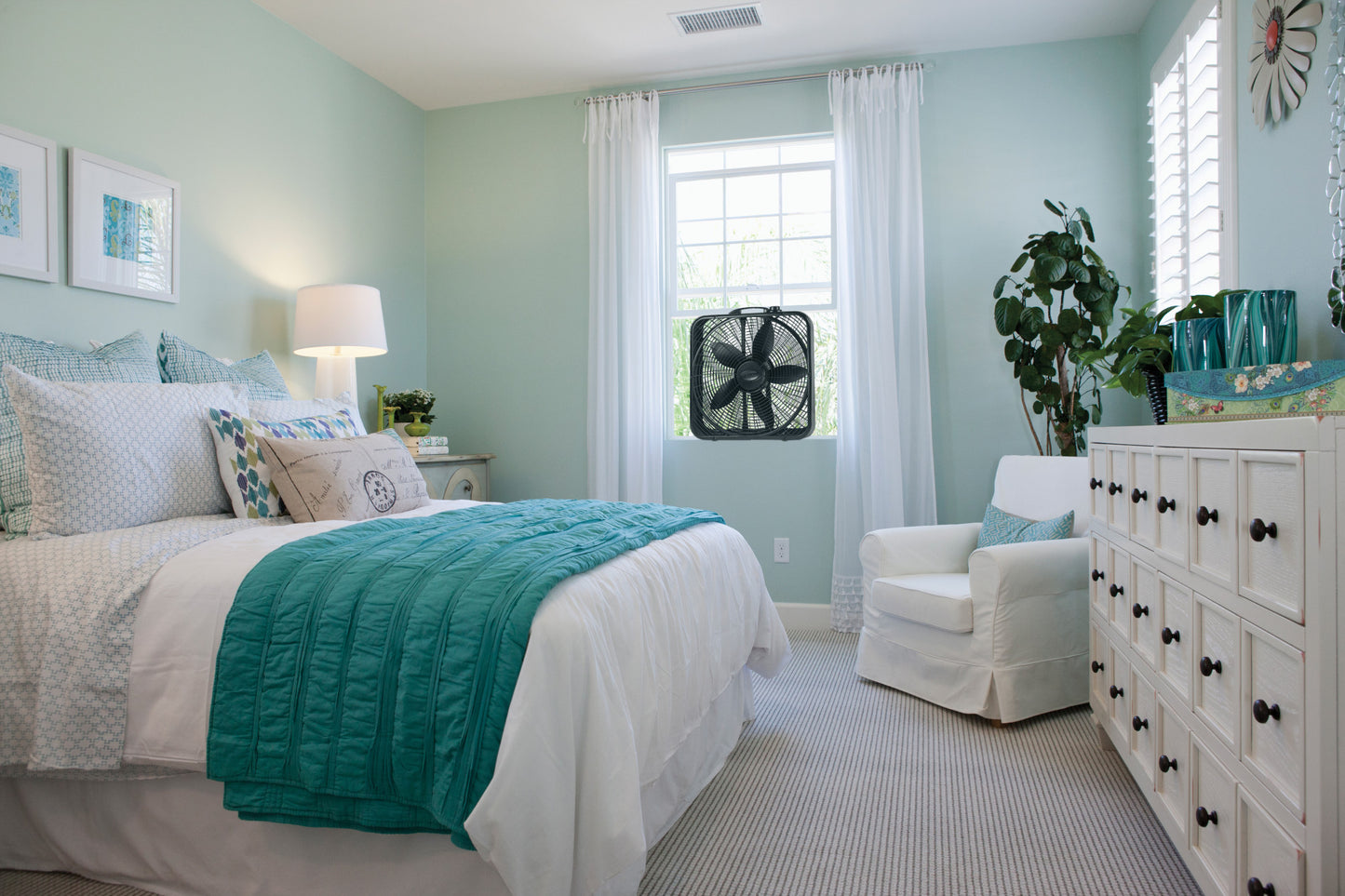 Lasko 20" Weather Shield Power Plus Box Fan, B20801, Black