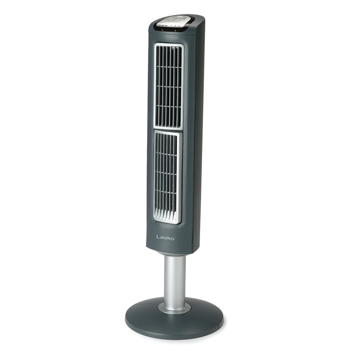 Lasko Wind Tower Fan with Bi-Directional Grill and Remote, 2708, Gray