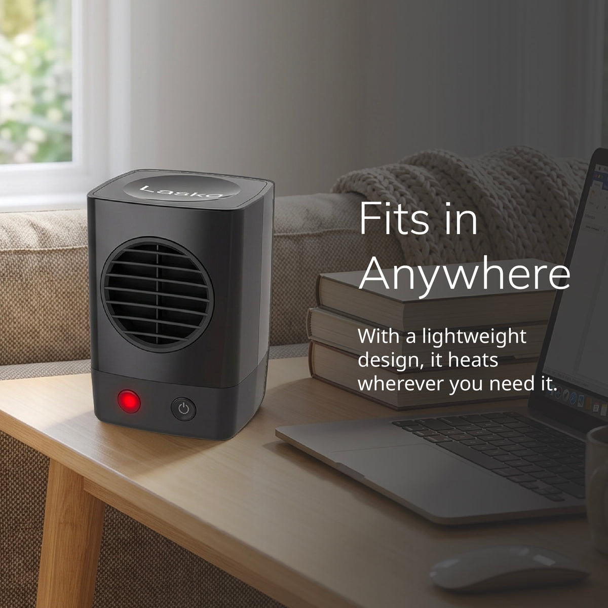 Lasko MyHeat Mini 6" Personal Ceramic Space Heater: 400W, 1 Heat Setting, Black