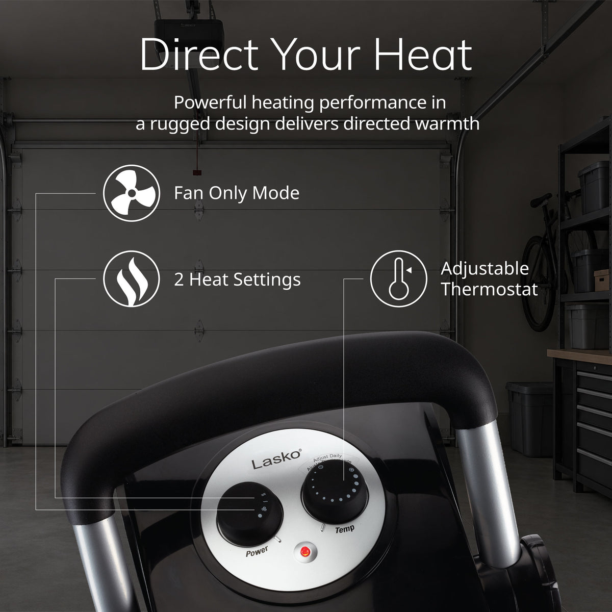 Lasko 12" Ceramic Utility Space Heater: 2 Heat Settings, Pivoting, Thermostat