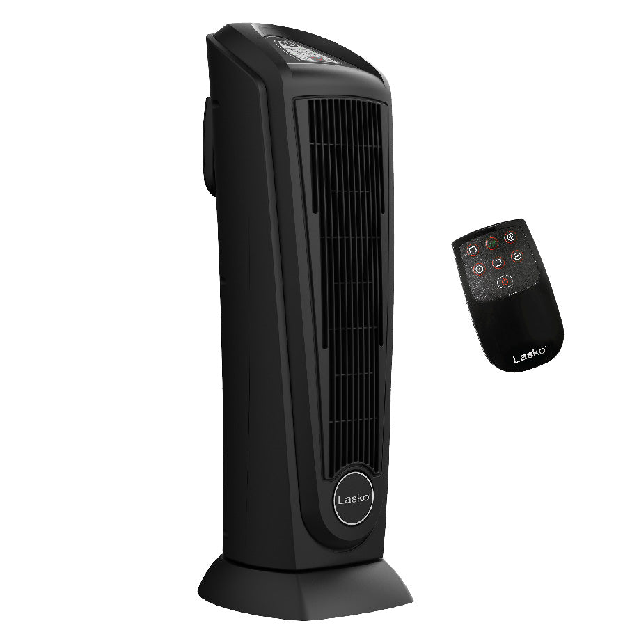 Lasko 1500W Oscillating Ceramic Tower Heater with Remote Control, 751321, Black