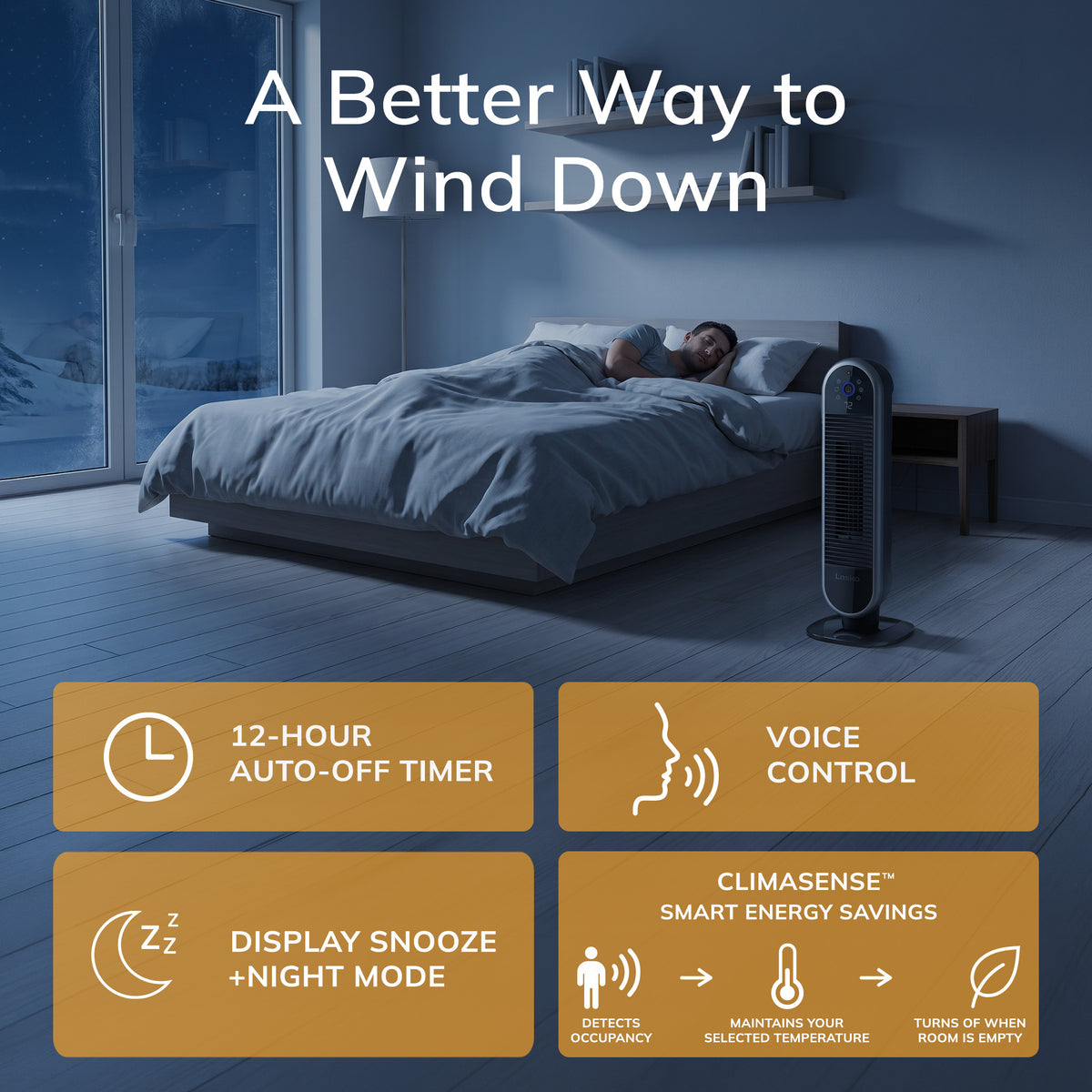 Lasko 22" Smart Ceramic Tower Space Heater: Oscillating, 3 Heat Settings, WiFi, Alexa/Google Enabled, Tip-Over Switch