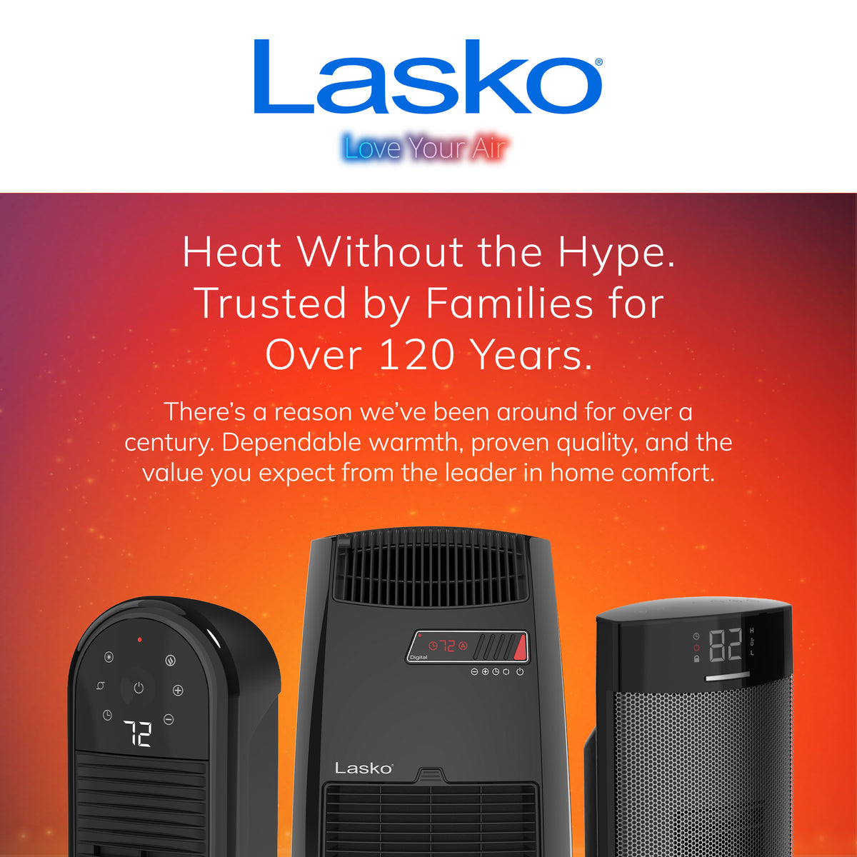 Lasko 13" Ceramic Console Space Heater: 2 Heat Settings, Timer, Thermostat