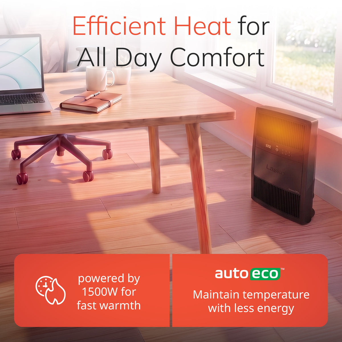 Lasko 24" Ceramic Console Space Heater: 3 Heat Settings, Timer, Tip-Over Switch, Child Lock, Adjustable Louvers, Thermostat