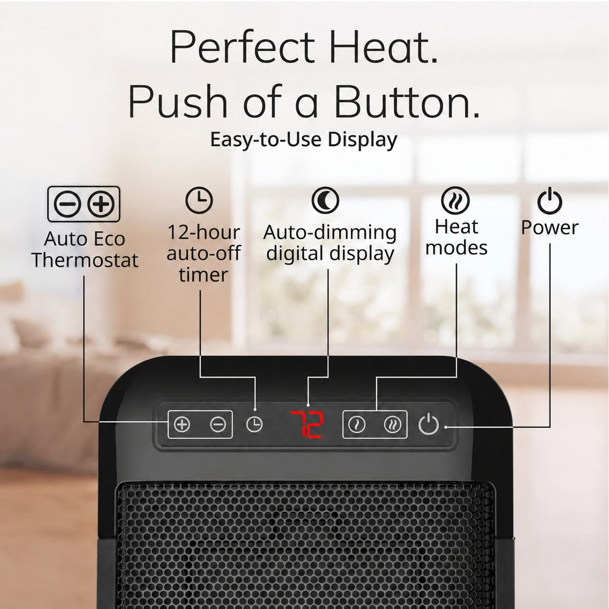 Lasko MyHeat Max 9" Ceramic Space Heater: 2 Heat Settings, Timer, Tip-Over Switch, Thermostat