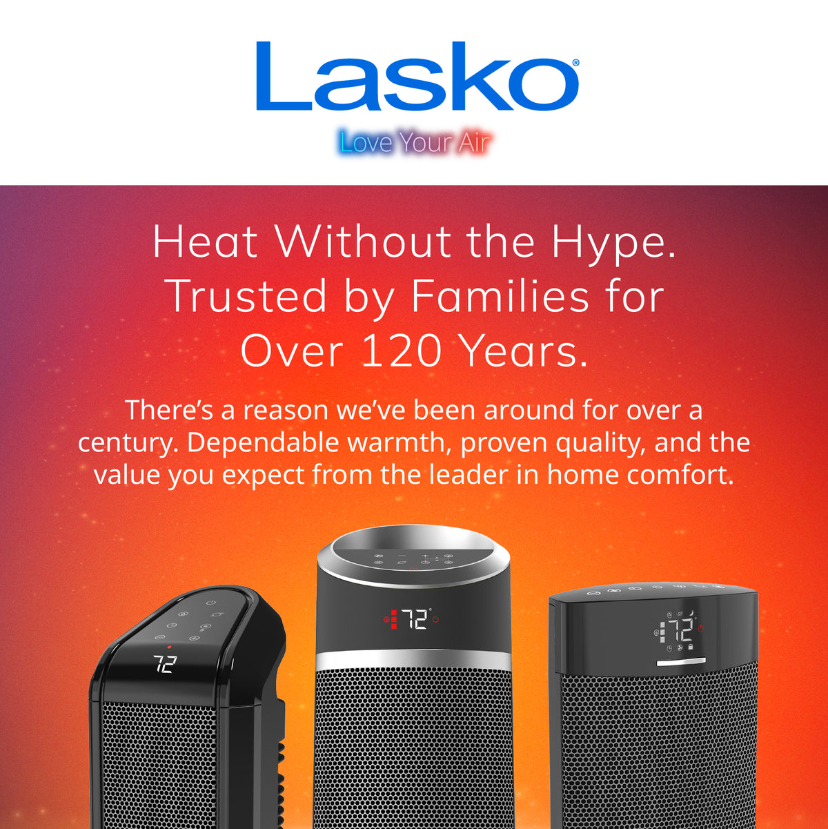 Lasko 16" Ceramic Tower Space Heater: Oscillating, 2 Heat Settings, Thermostat