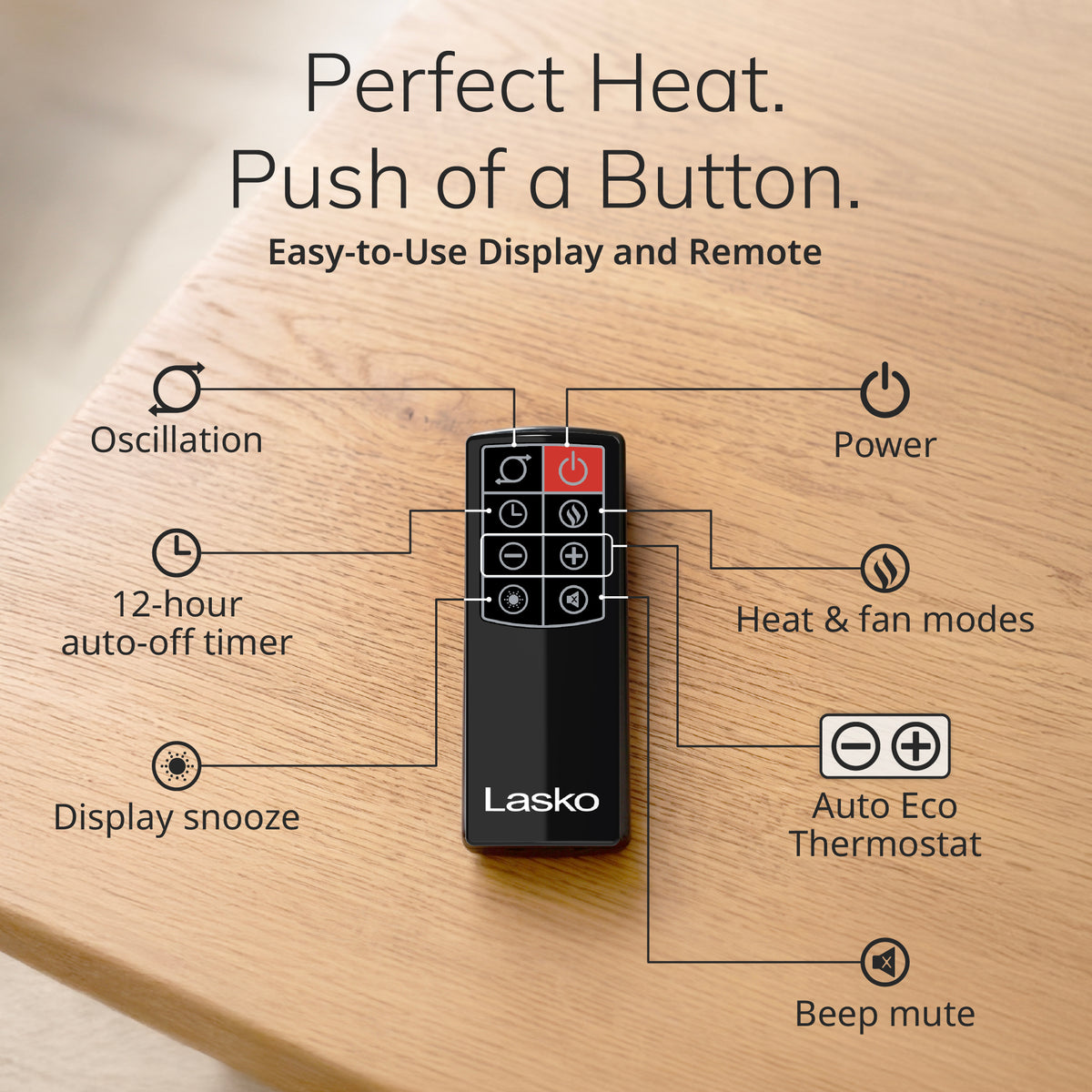 Lasko Halo 22" Ceramic Tower Space Heater: Oscillating, 3 Heat Settings, 2 Fan Modes, Remote, Timer, Tip-Over Switch, Child Lock, Thermostat