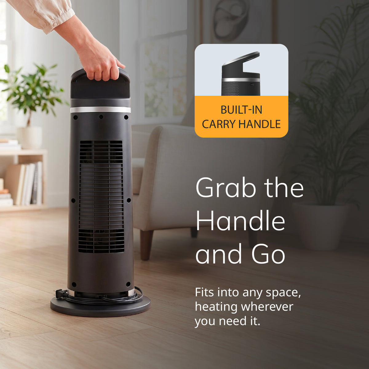 Lasko Halo 22" Ceramic Tower Space Heater: Oscillating, 3 Heat Settings, 2 Fan Modes, Remote, Timer, Tip-Over Switch, Child Lock, Thermostat