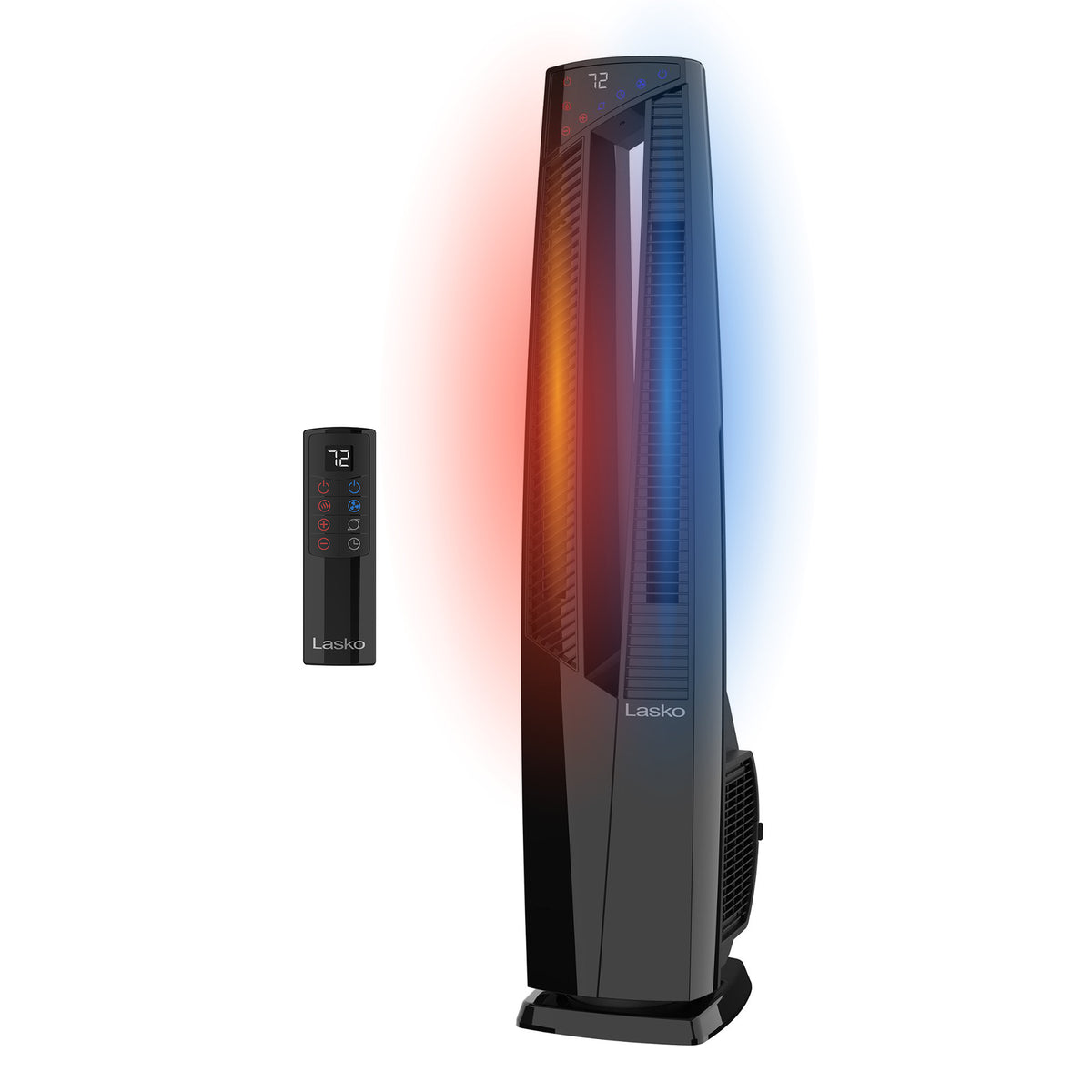 Lasko DUO Comfort 38" DC Tower Fan & Ceramic Space Heater: Oscillating, 3 Heat Settings, 4 Fan Speeds, Remote, Timer, Tip-Over Switch