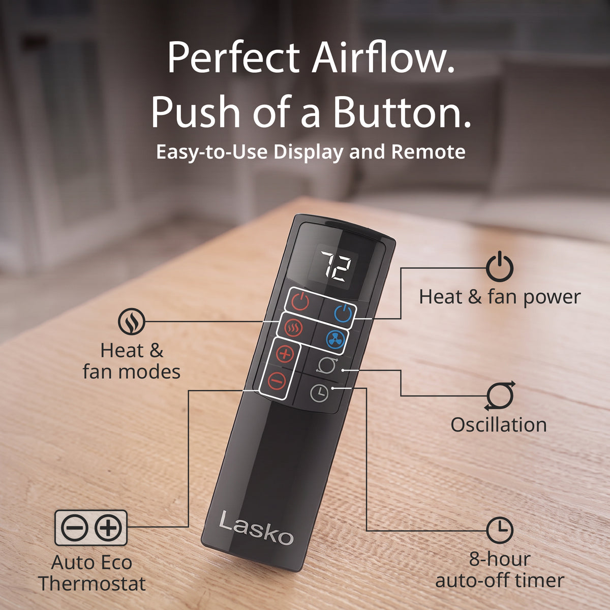 Lasko DUO Comfort 38" DC Tower Fan & Ceramic Space Heater: Oscillating, 3 Heat Settings, 4 Fan Speeds, Remote, Timer, Tip-Over Switch