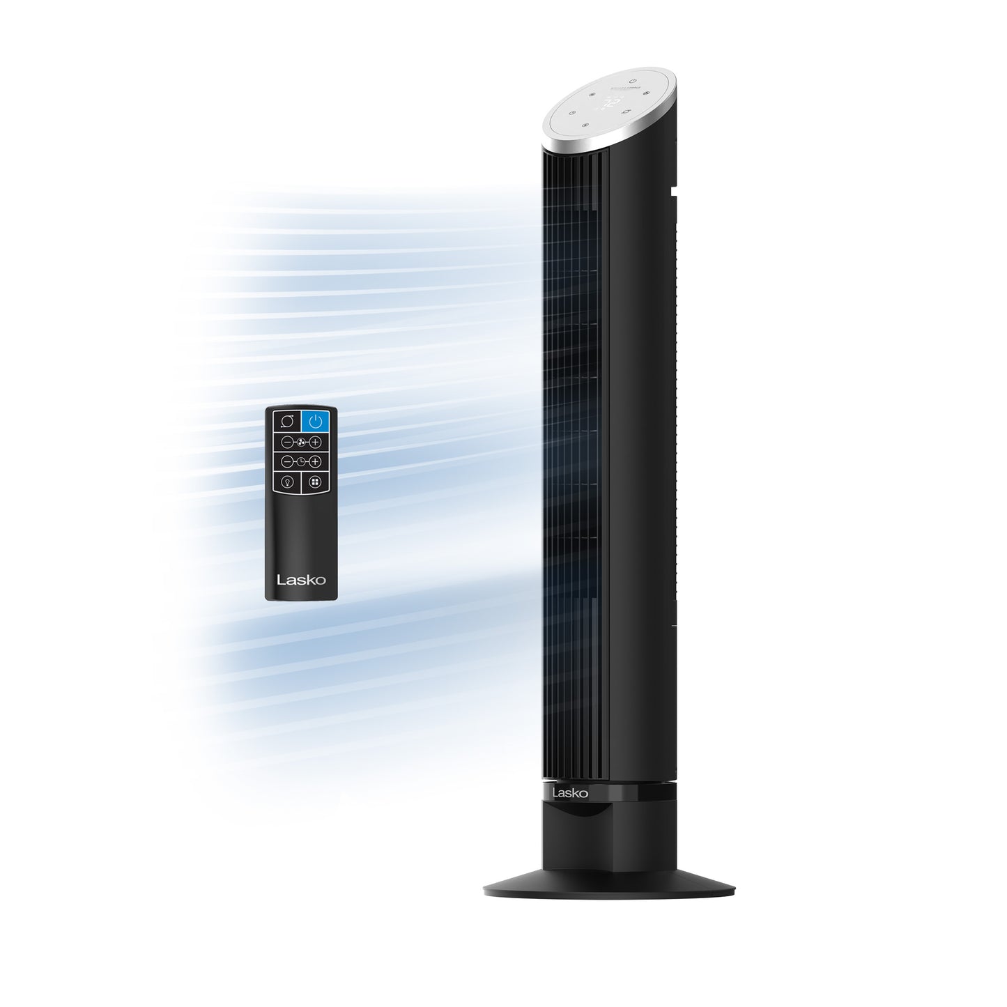 Lasko Summit WhisperForce™ DC 36" Tower Fan (12-speed, remote, timer, air filtration, black)